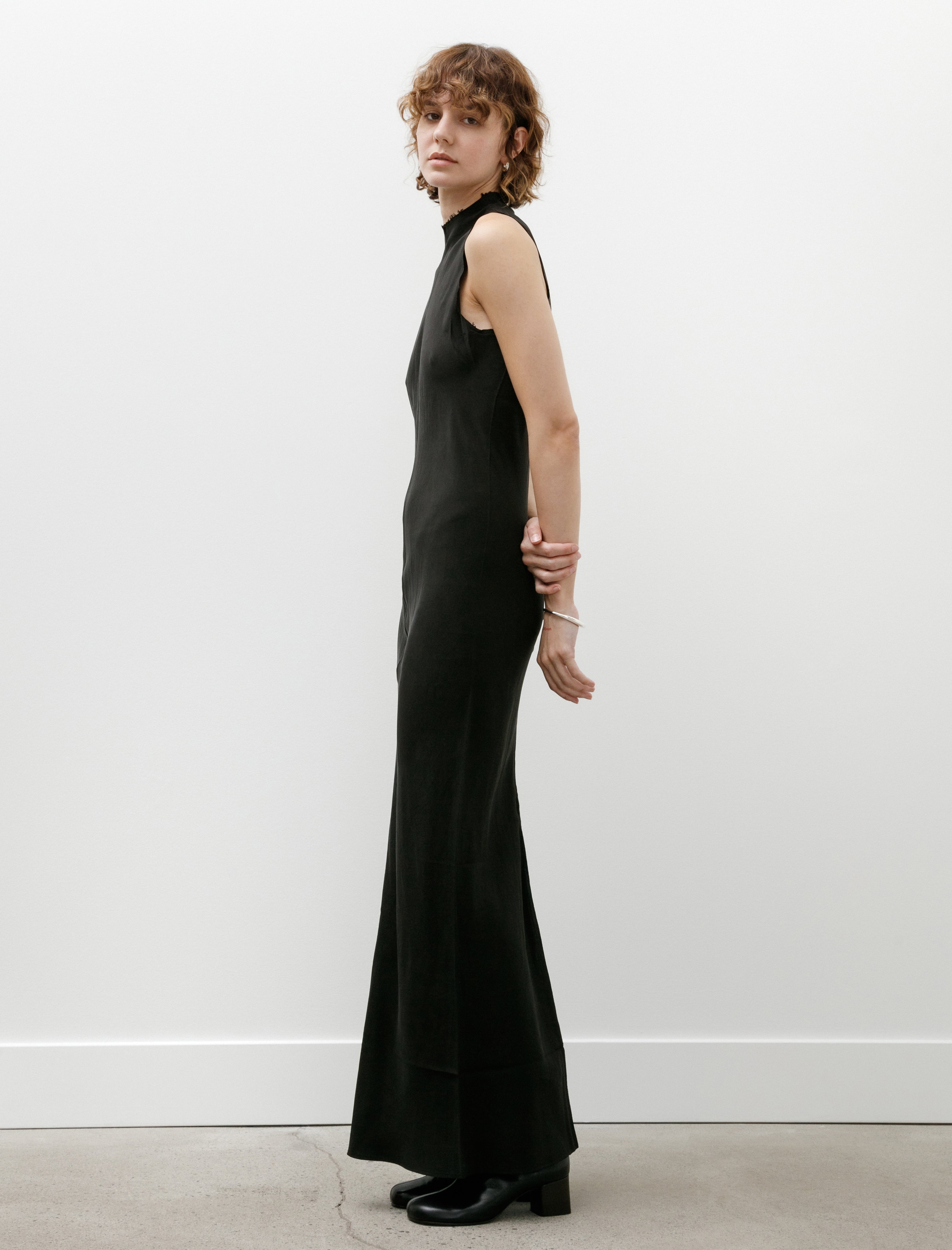 Gabriela Coll Garments No. 271 Cupro Center Seams Dress Black