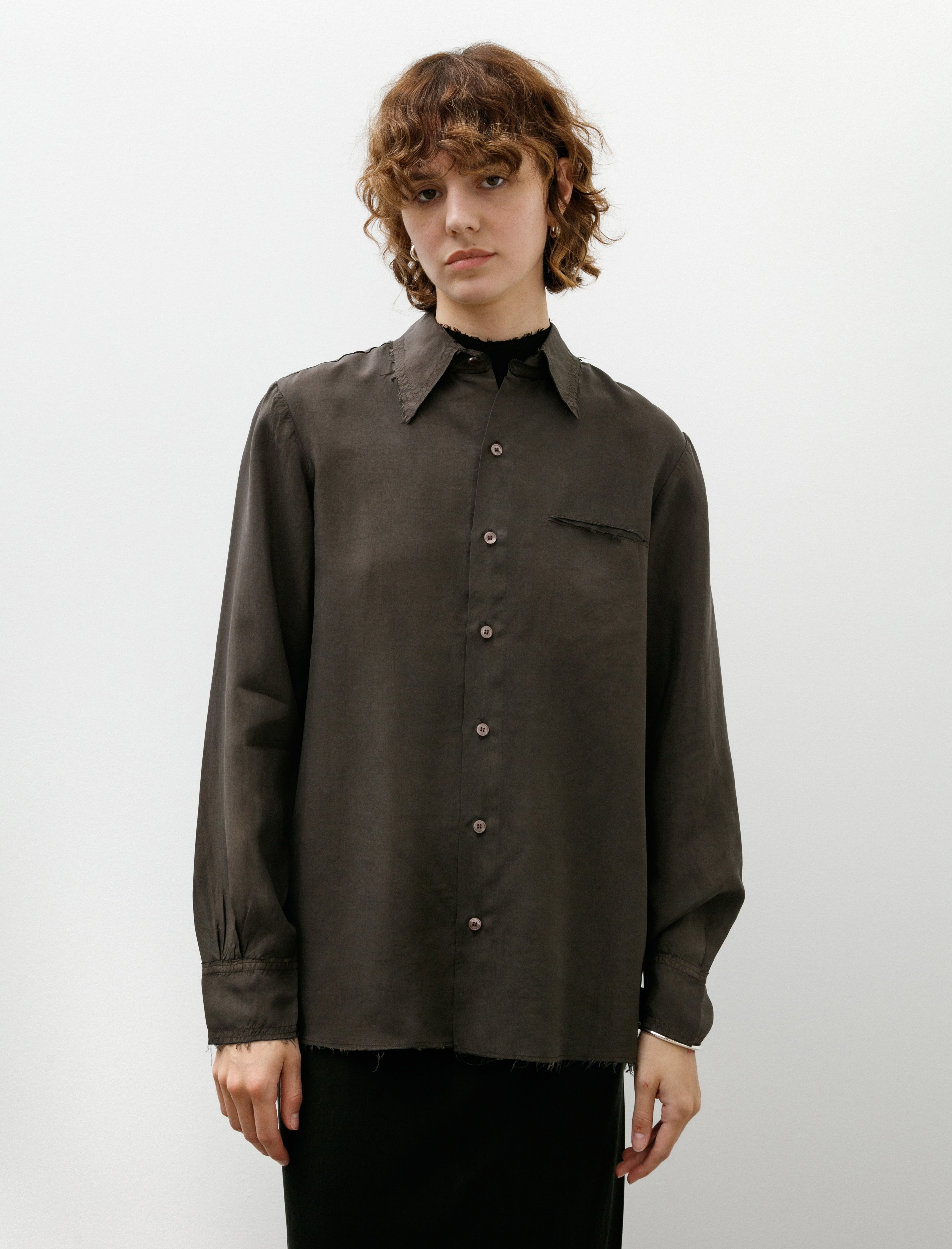 Gabriela Coll Garments No. 157 Double Cupro Pocket Shirt Brown