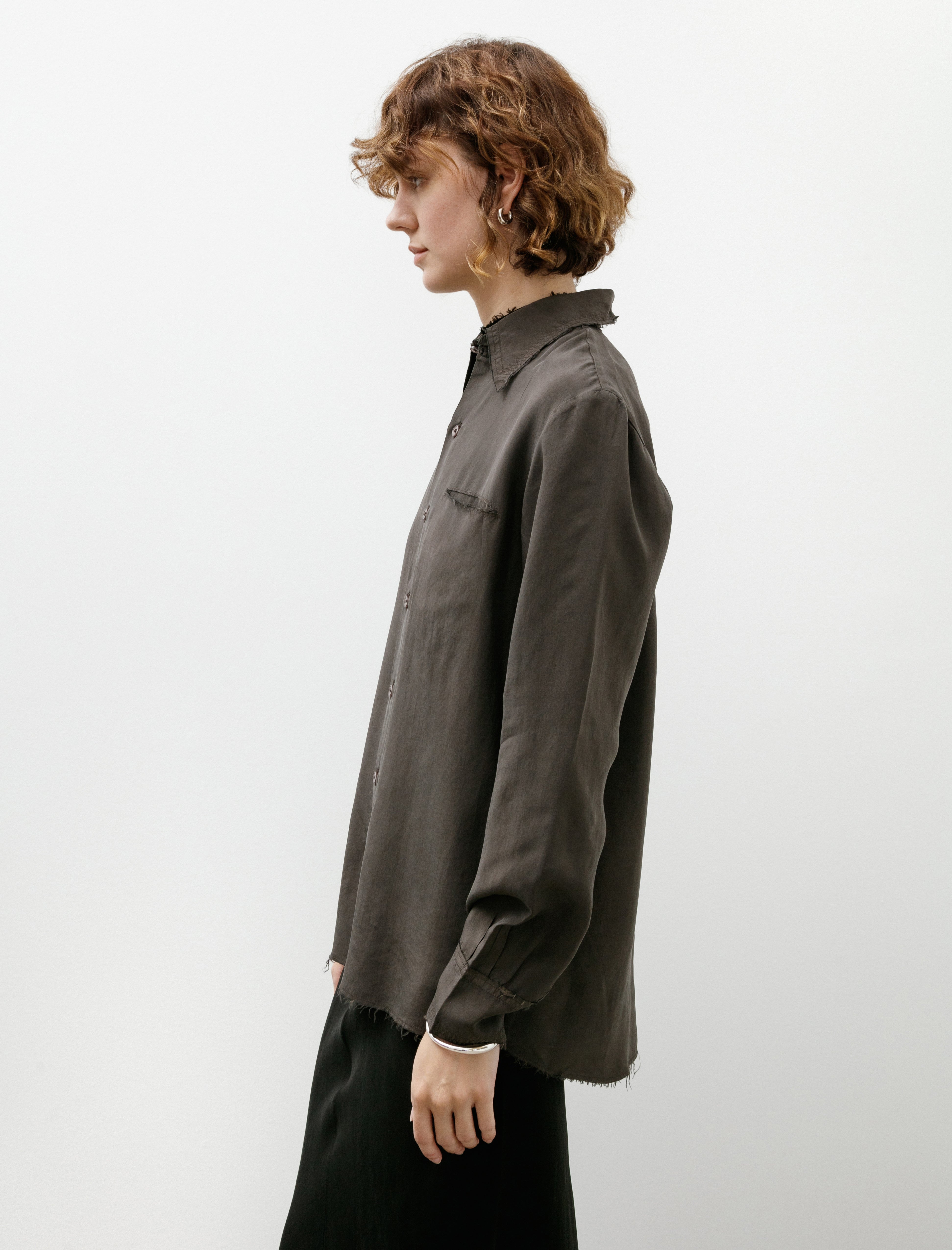 Gabriela Coll Garments No. 157 Double Cupro Pocket Shirt Brown