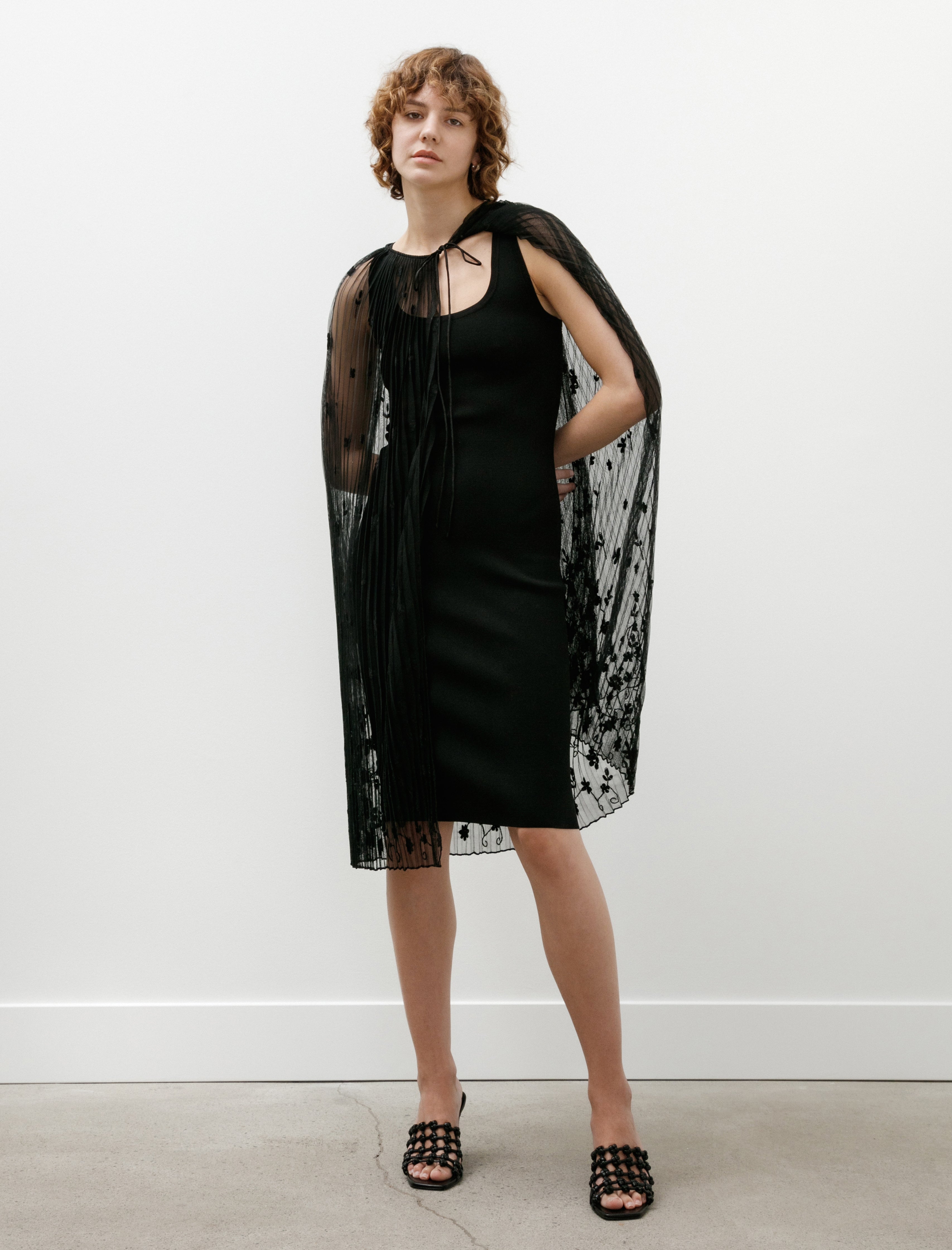 Totême Floral Tulle Cape Black