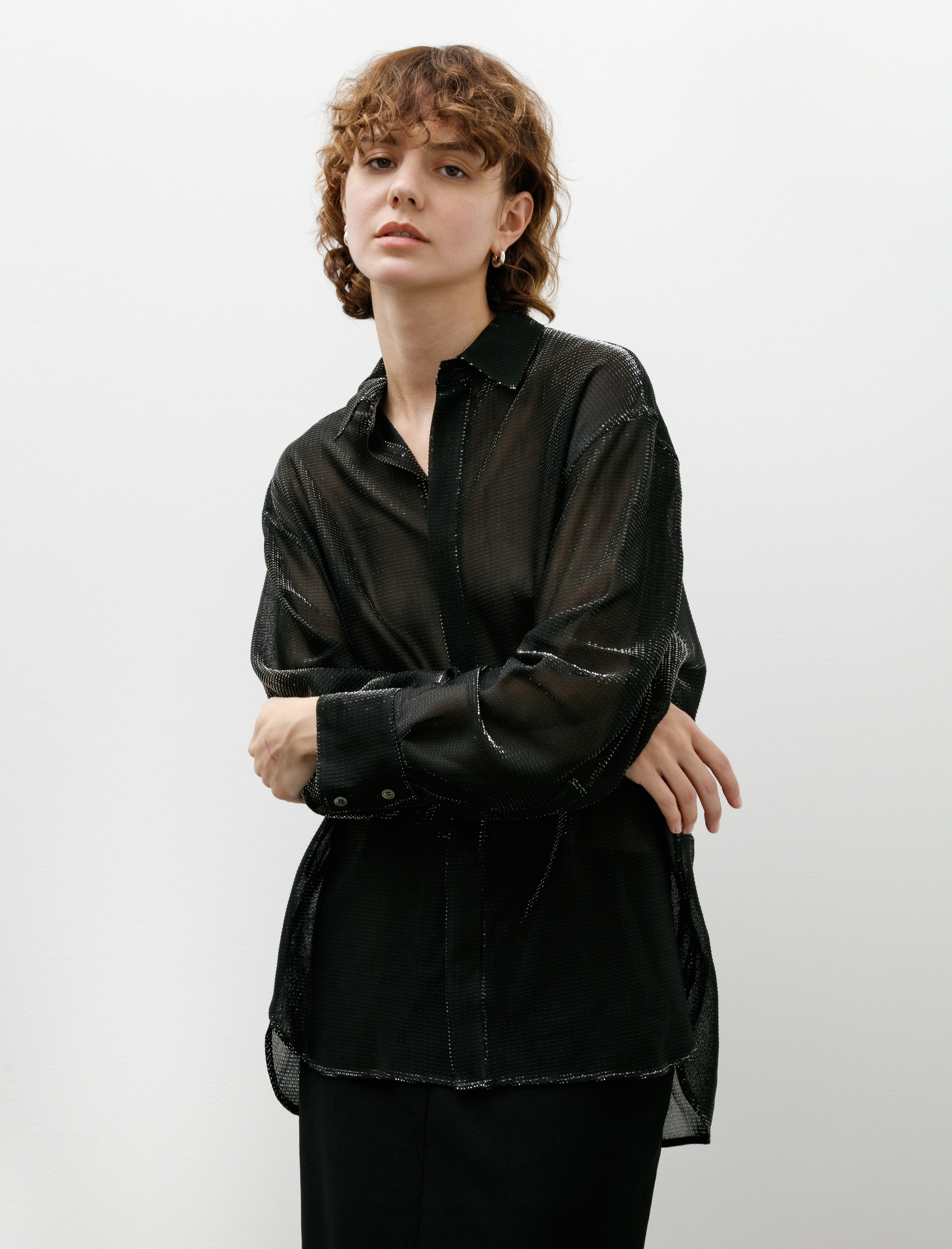 Kanako Sakai Metallic Jersey Shirt Black
