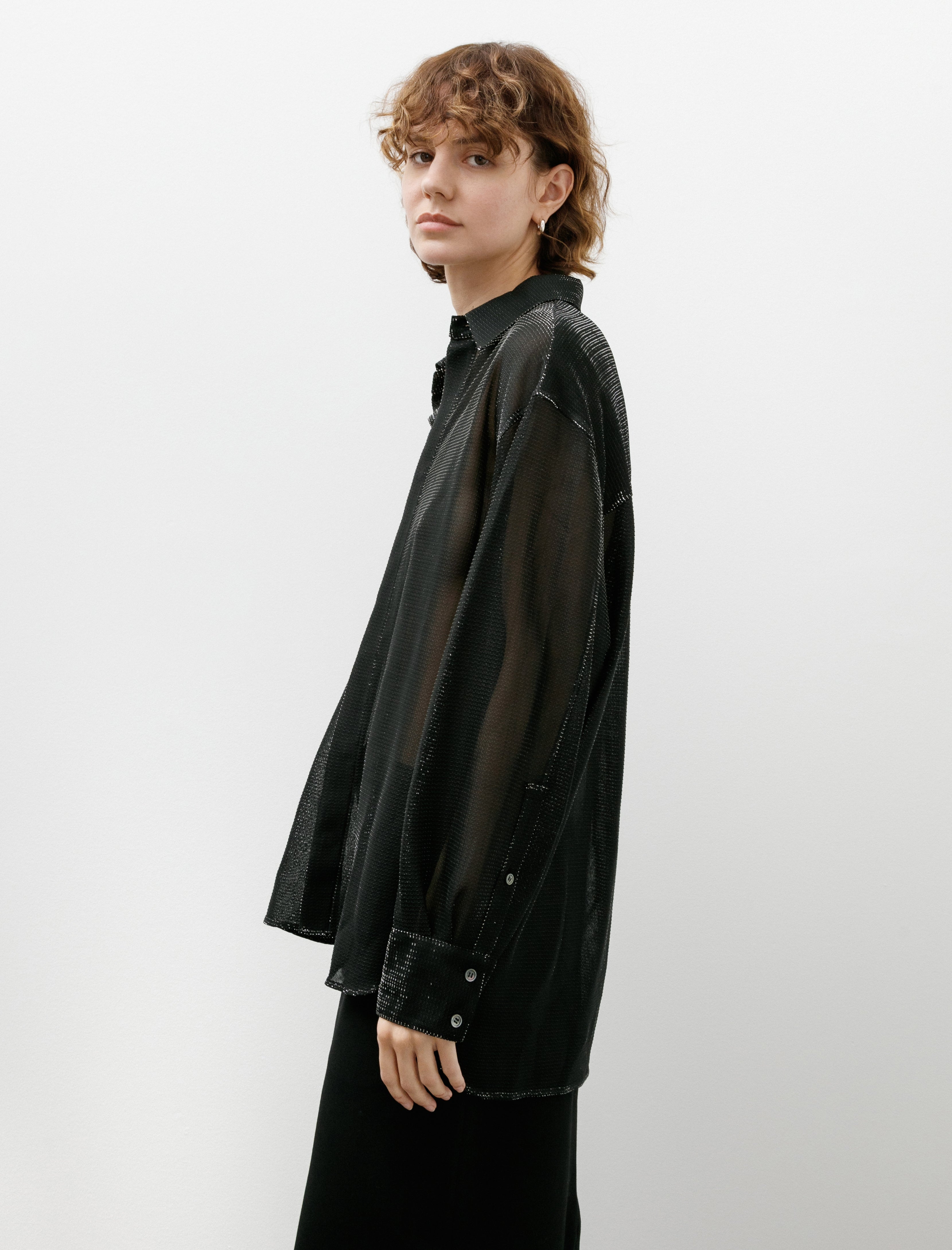 Kanako Sakai Metallic Jersey Shirt Black