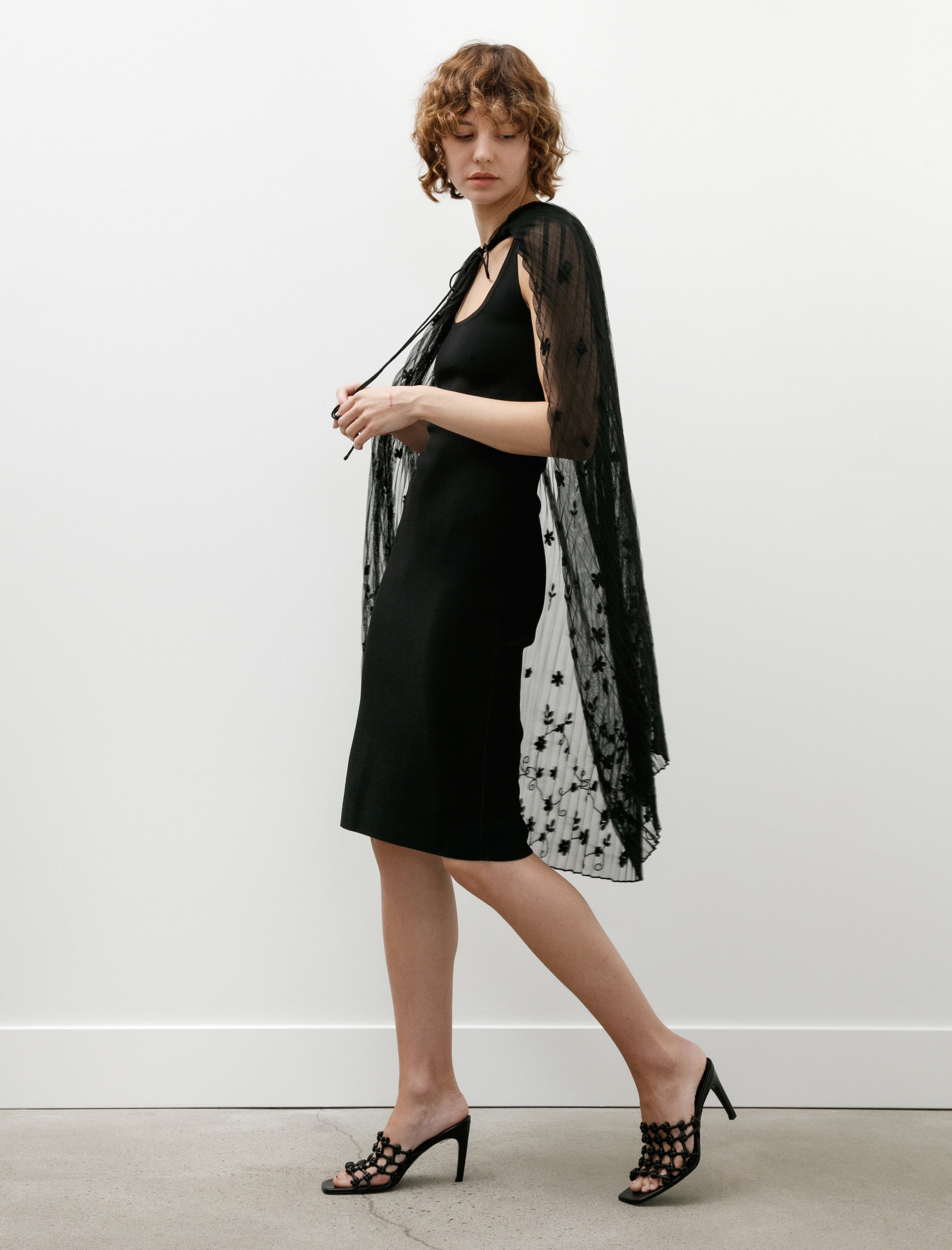 Totême Floral Tulle Cape Black