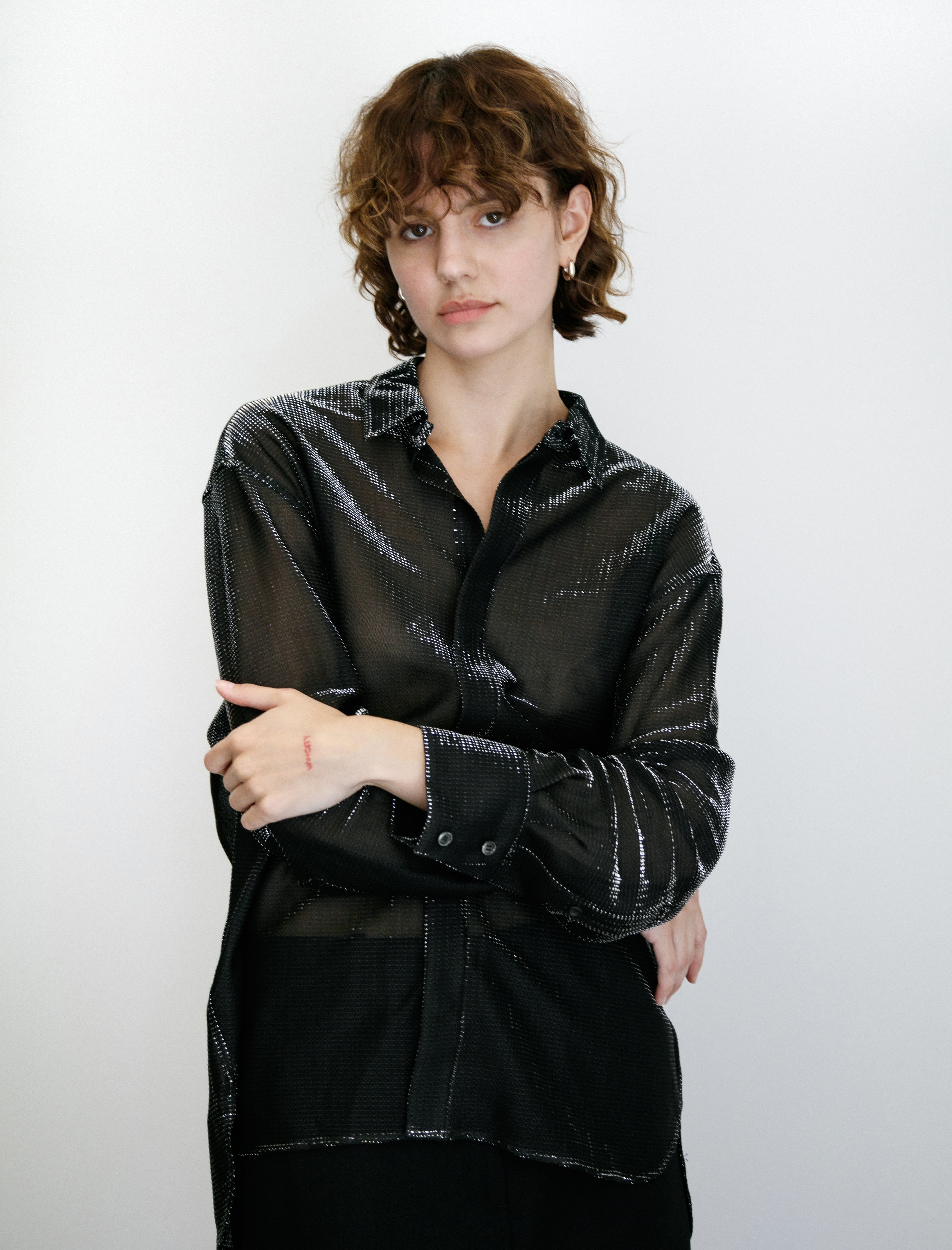 Kanako Sakai Metallic Jersey Shirt Black