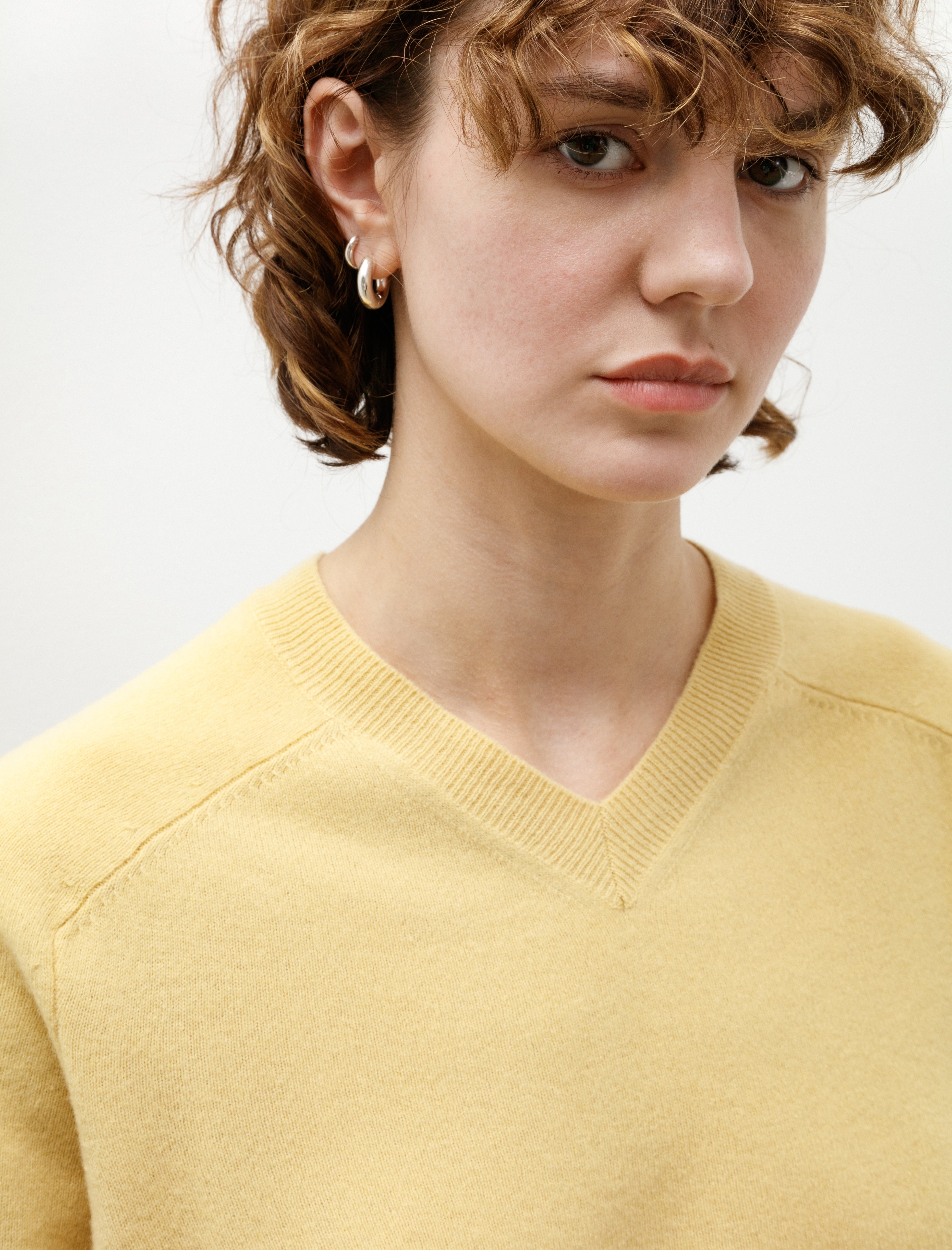 Cristaseya Oversized V Neck Cashmere Sweater Light Yellow