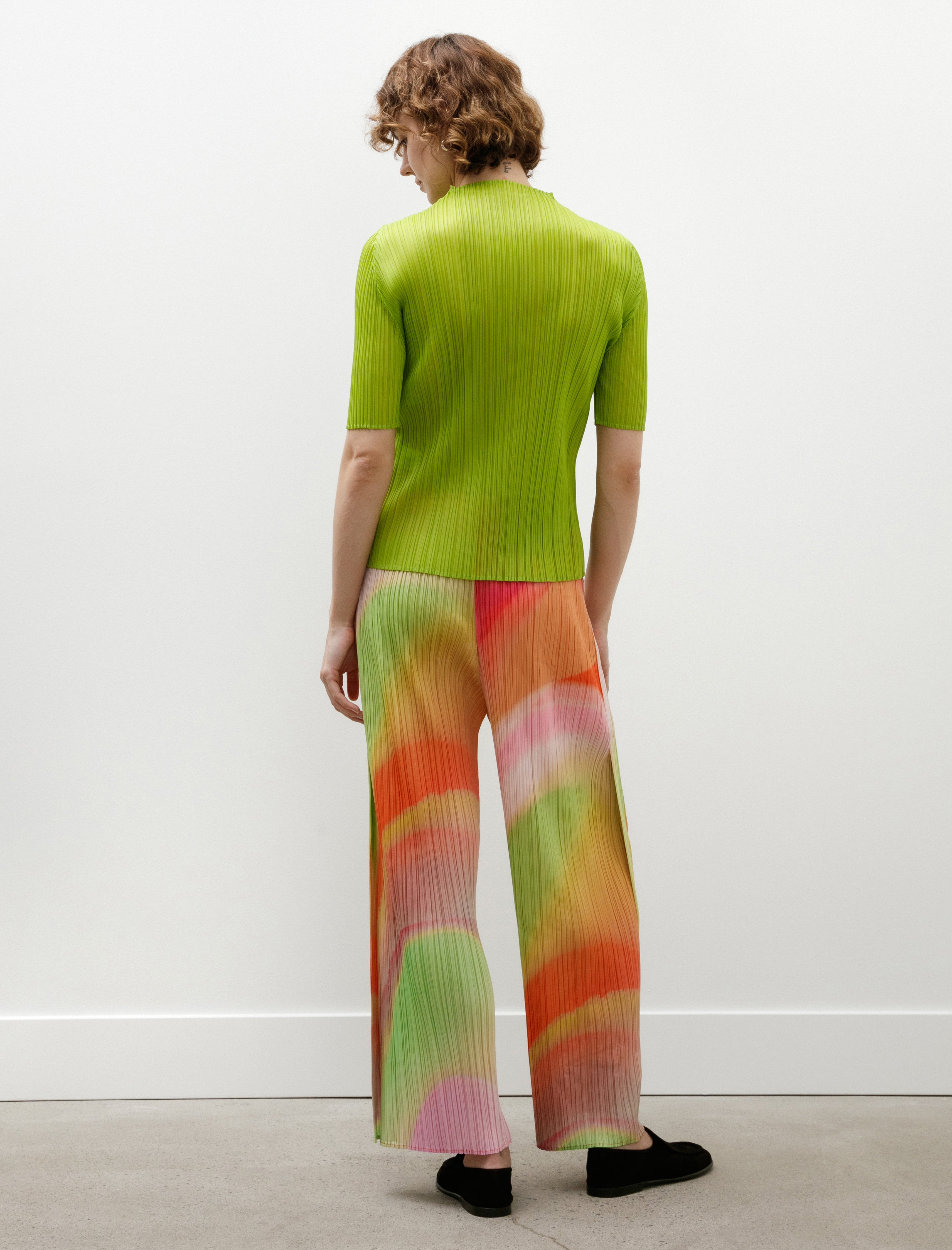 Pleats Please by Issey Miyake Groove Wide Leg Pants Bright Pink