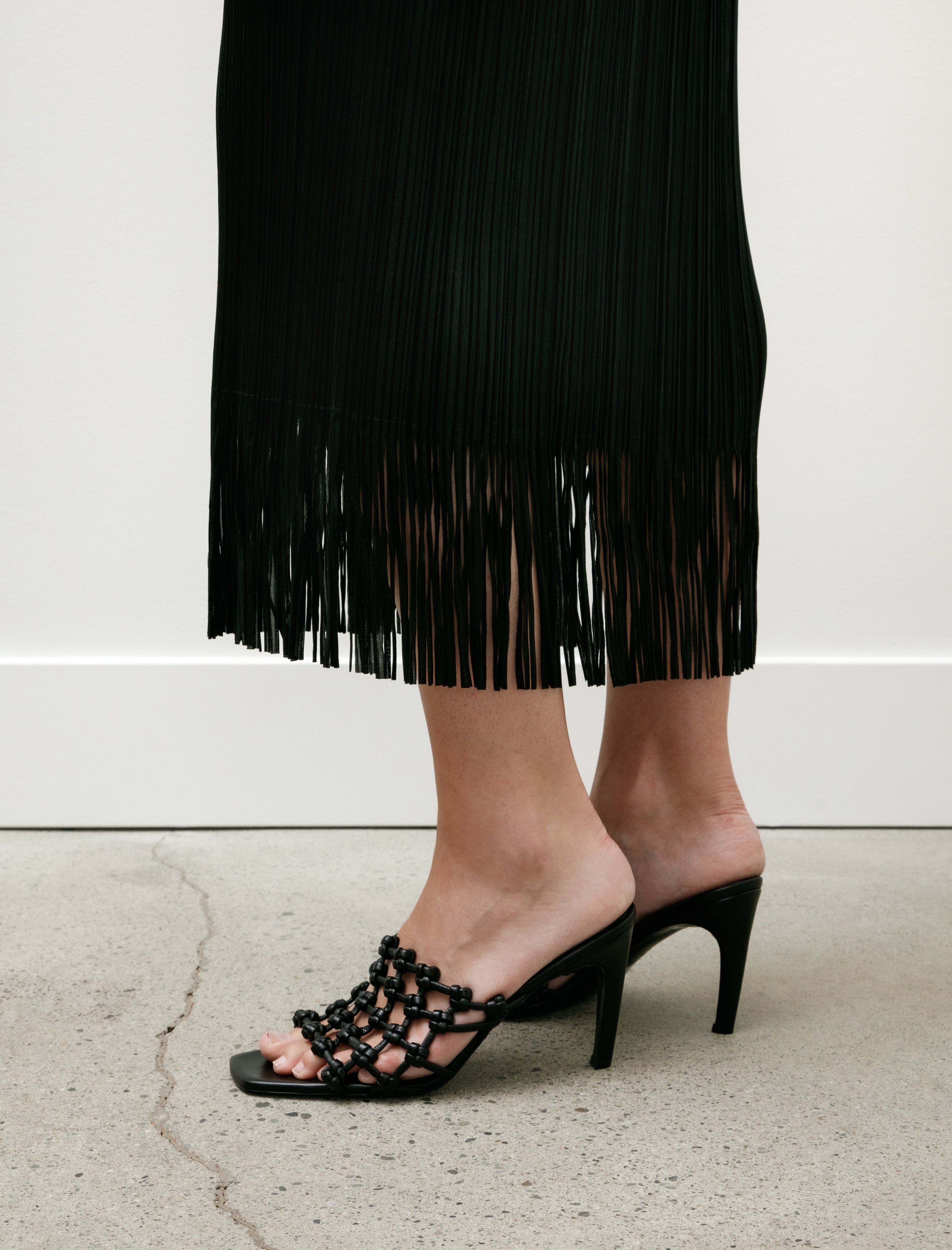 Pleats Please by Issey Miyake Wave Long Fringe Dress Black