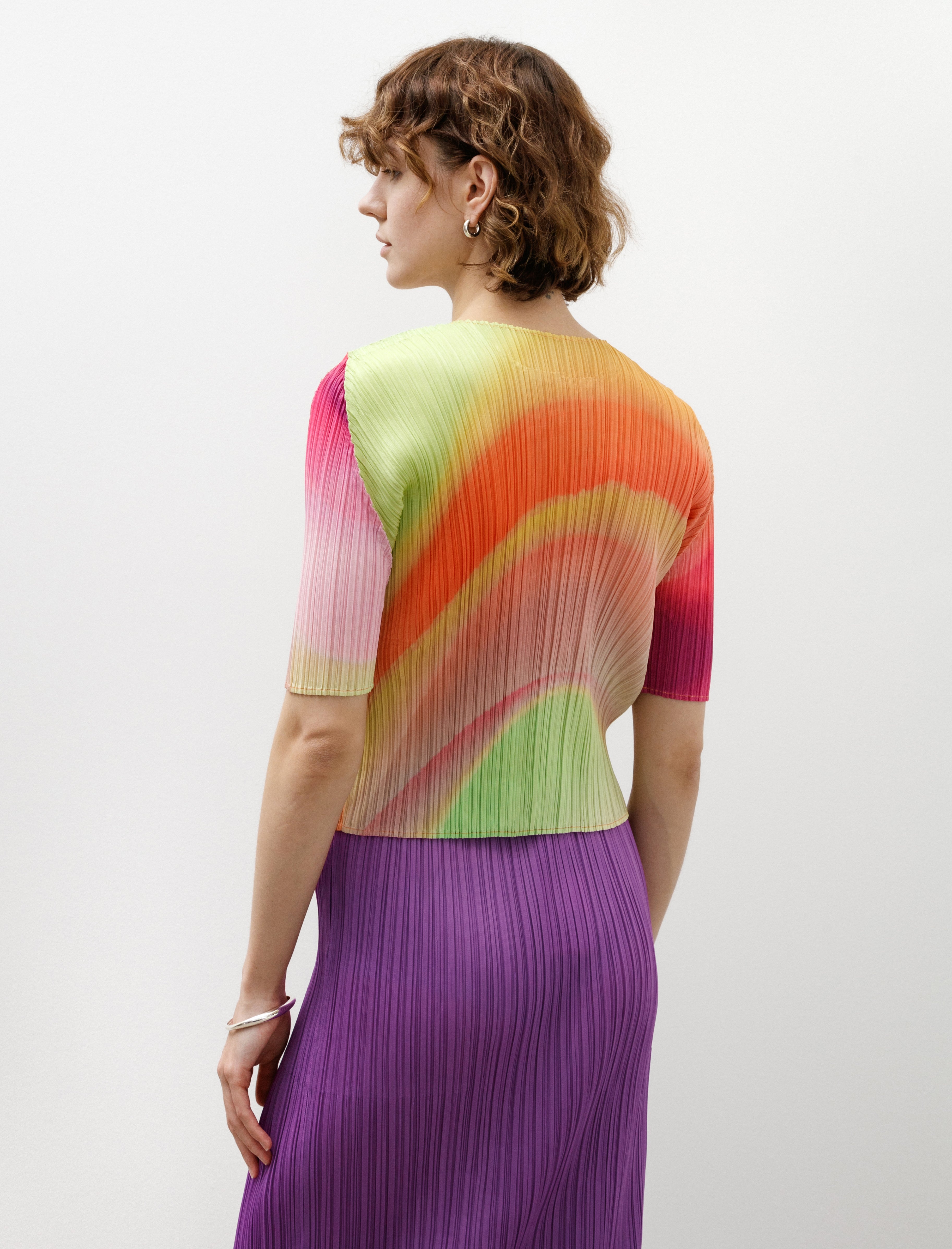 Pleats Please by Issey Miyake Groove Long Sleeve Top Bright Pink