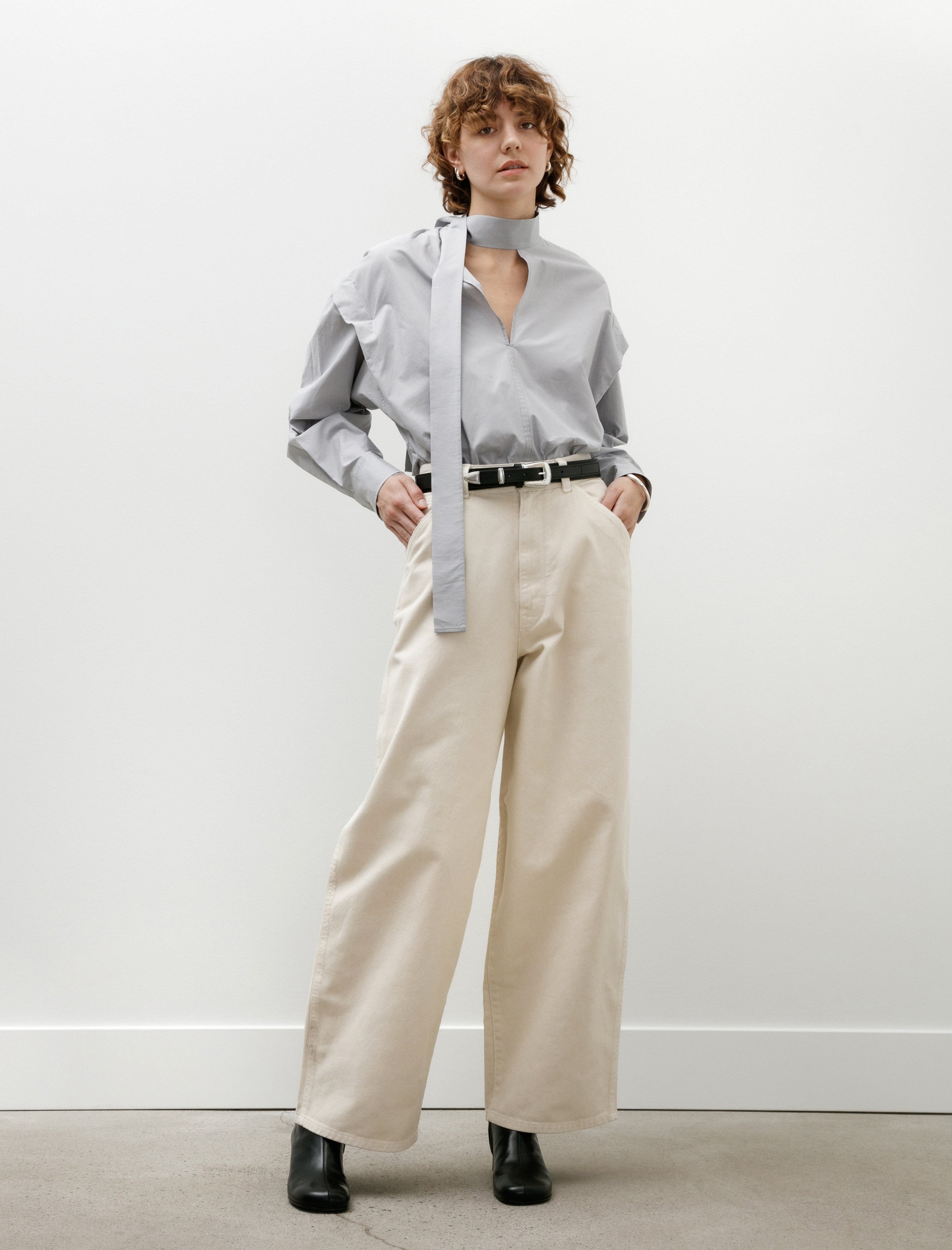 Lemaire Large Pants Denim Snow Clay