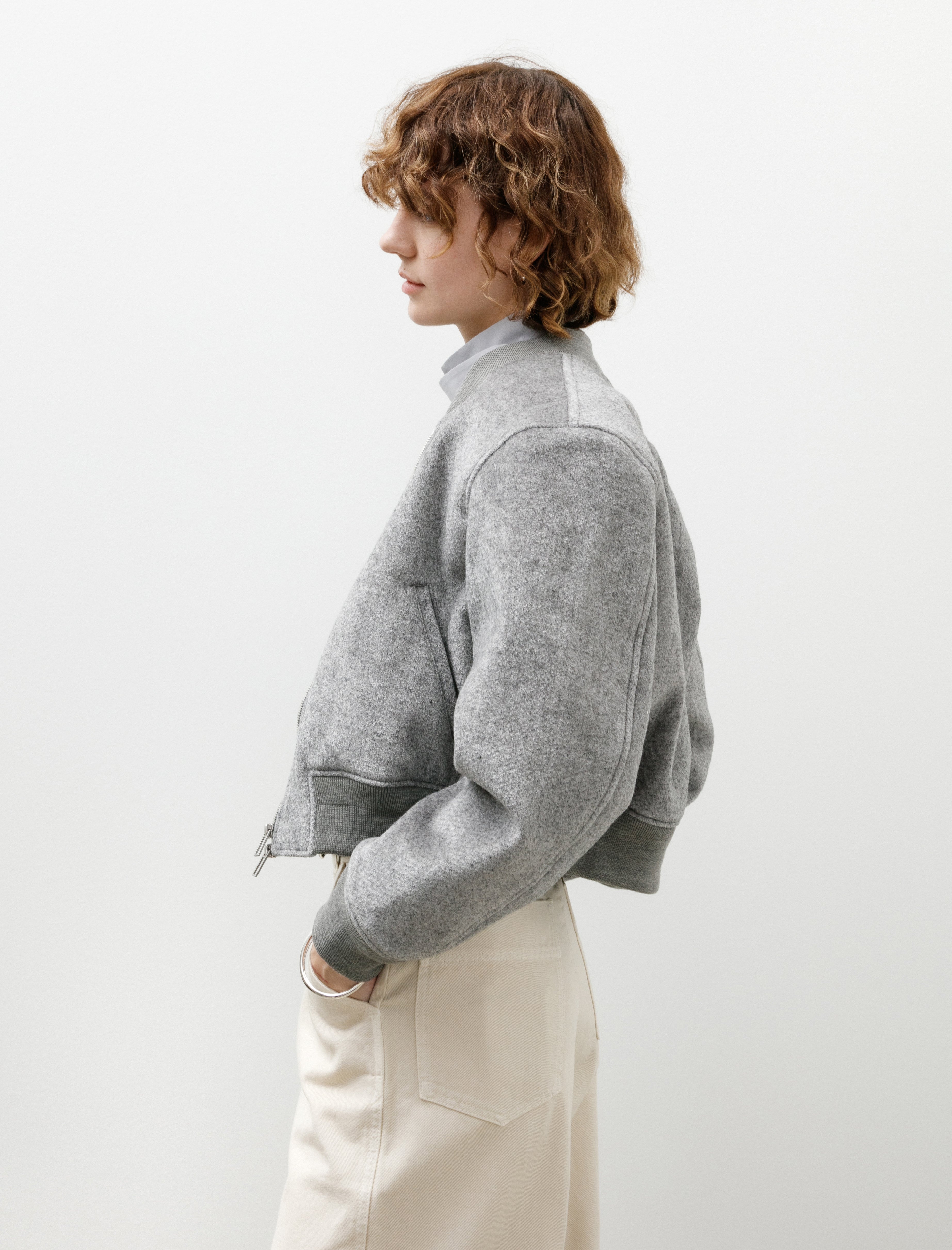 Kanako Sakai Velvet Wool MA-1 Jacket Grey