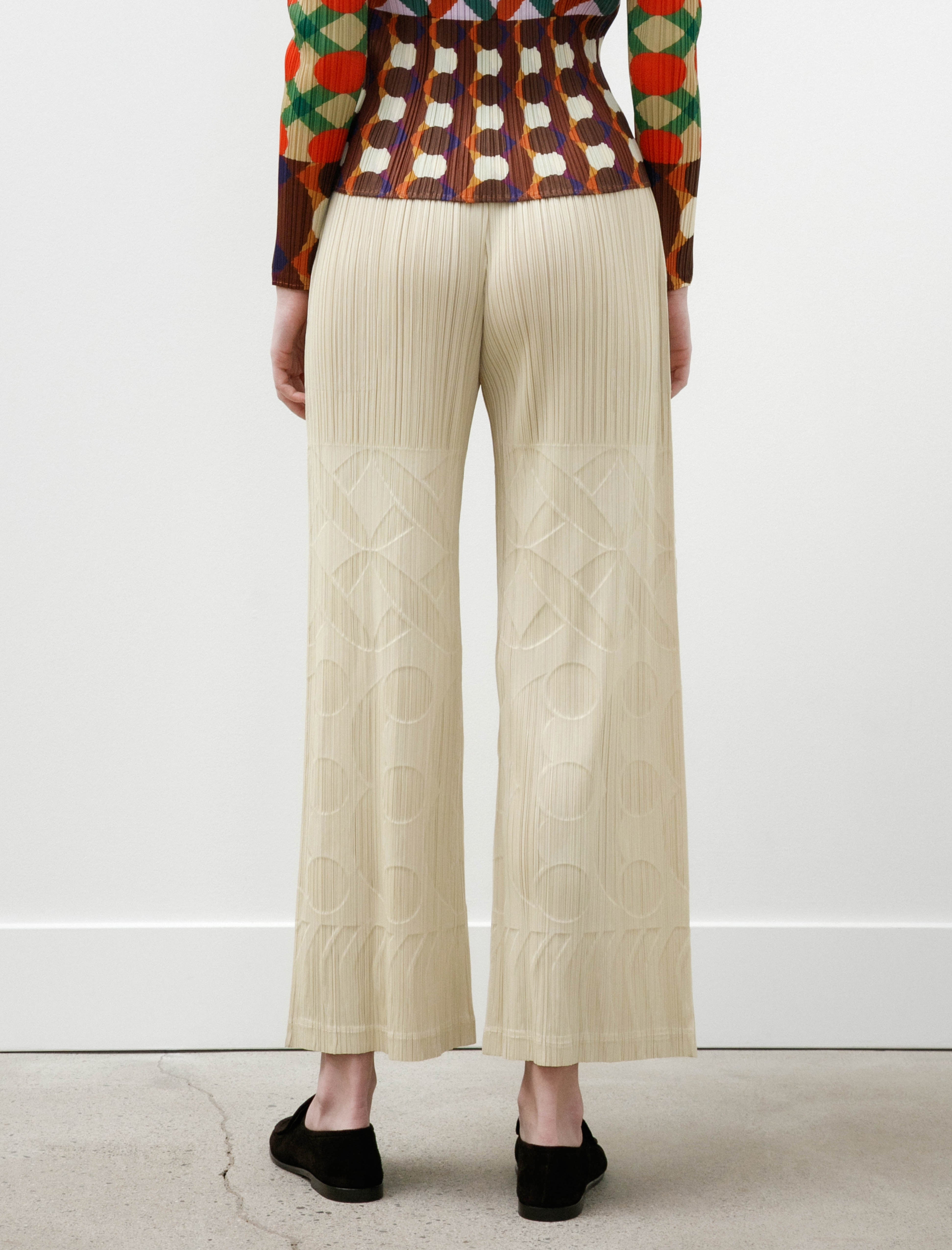 Pleats Please by Issey Miyake Tune Embossed Pants Ivory