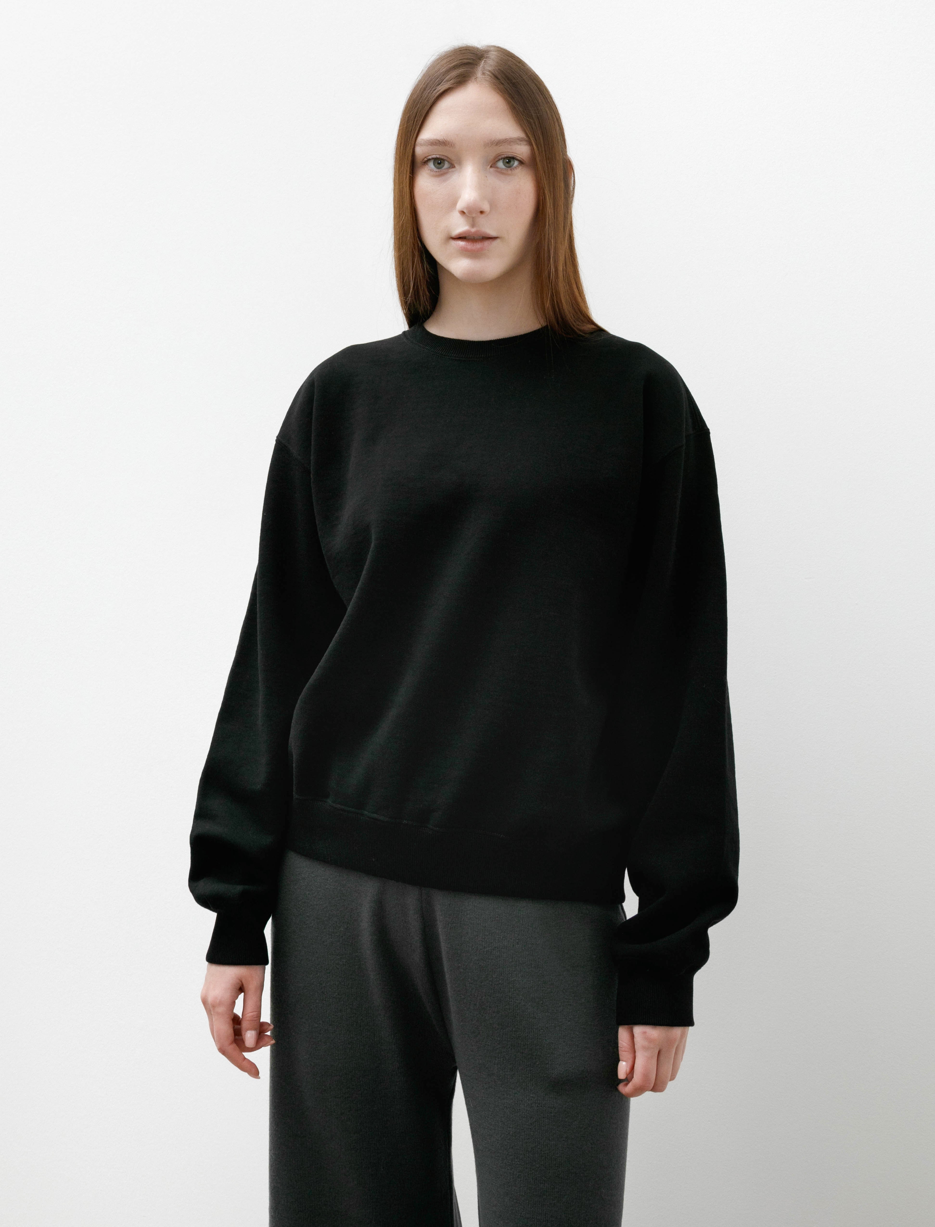 Auralee Smooth Soft BD Sweat P/O Black