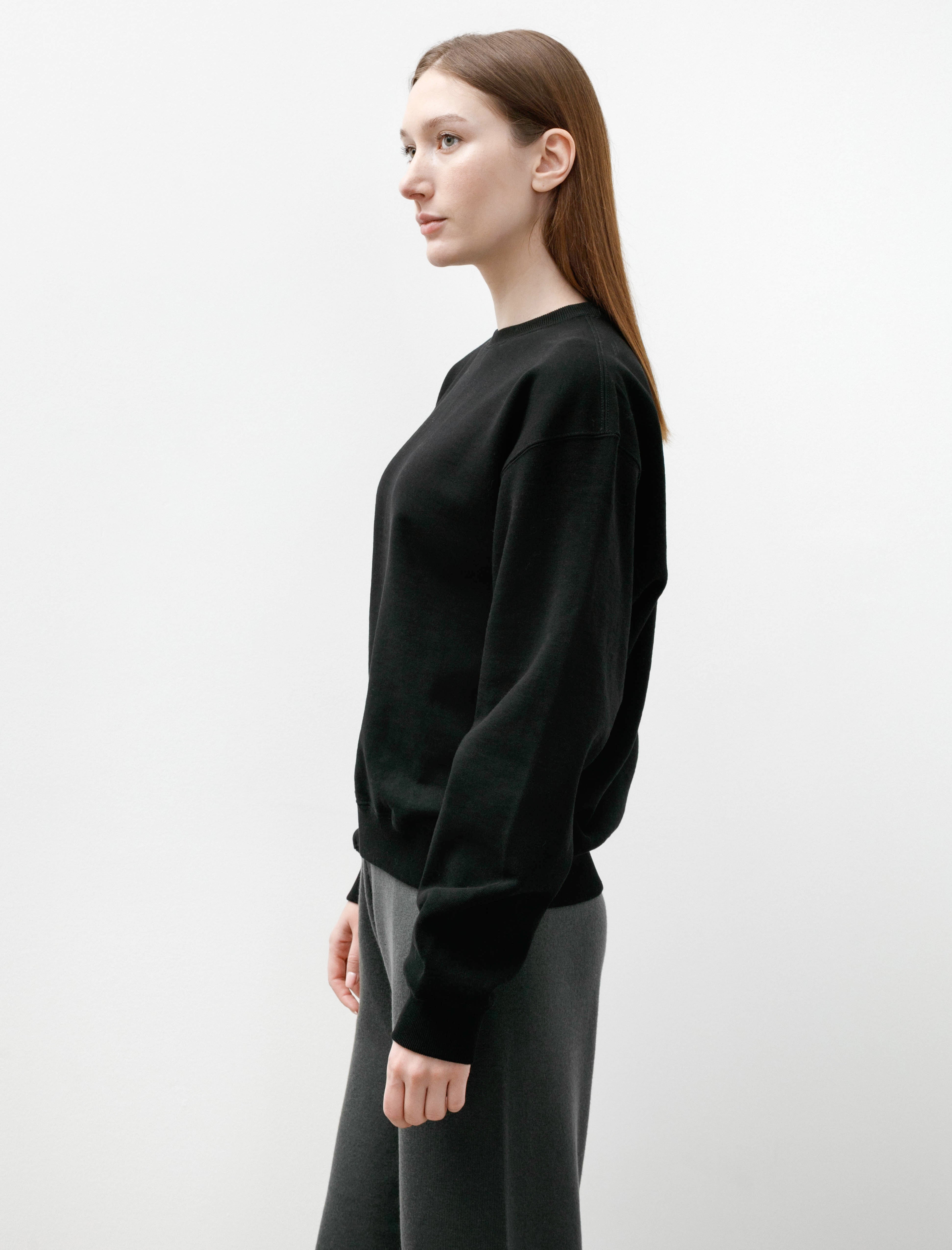 Auralee Smooth Soft BD Sweat P/O Black