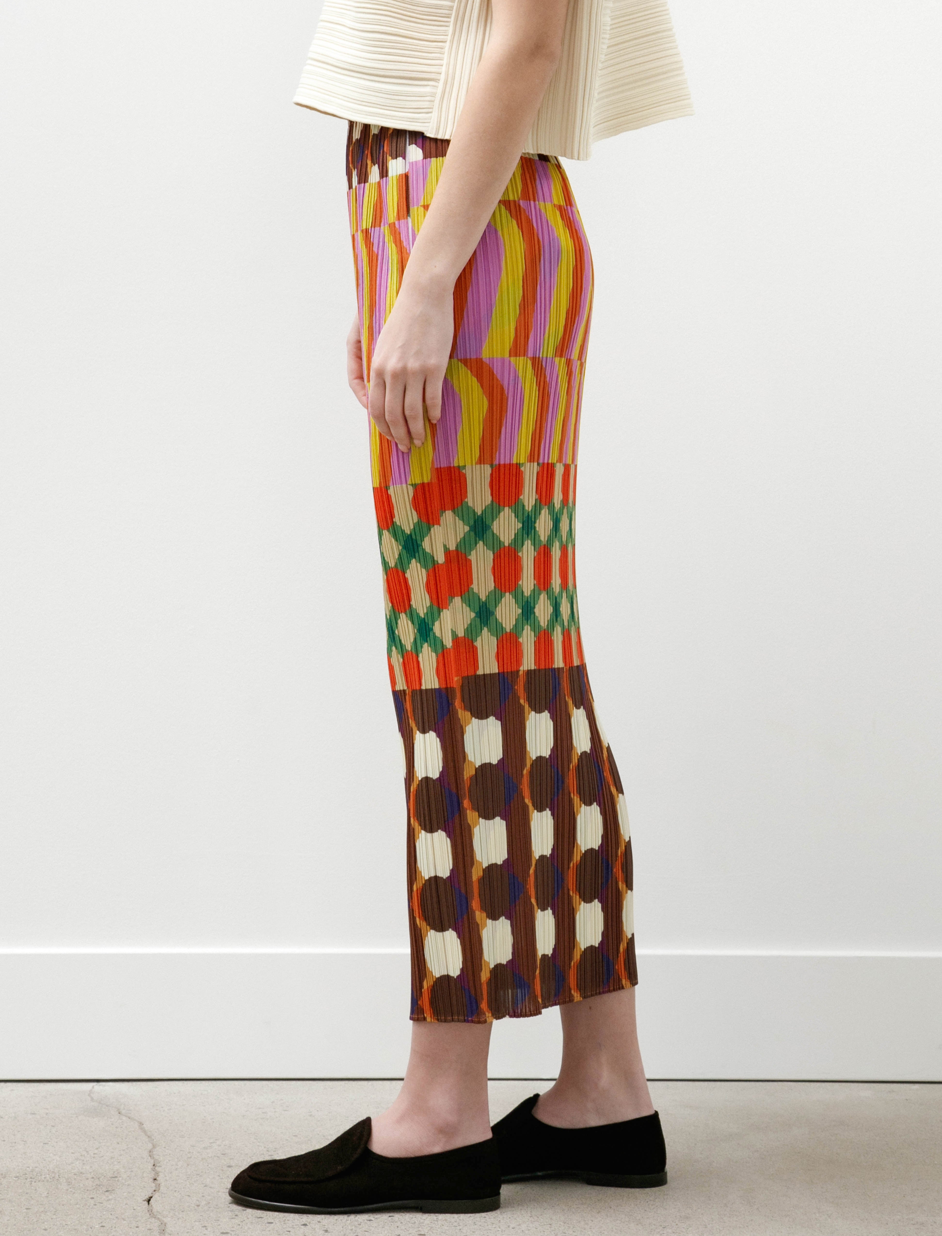 Pleats Please by Issey Miyake Harmony Printed Skirt Pink Multi