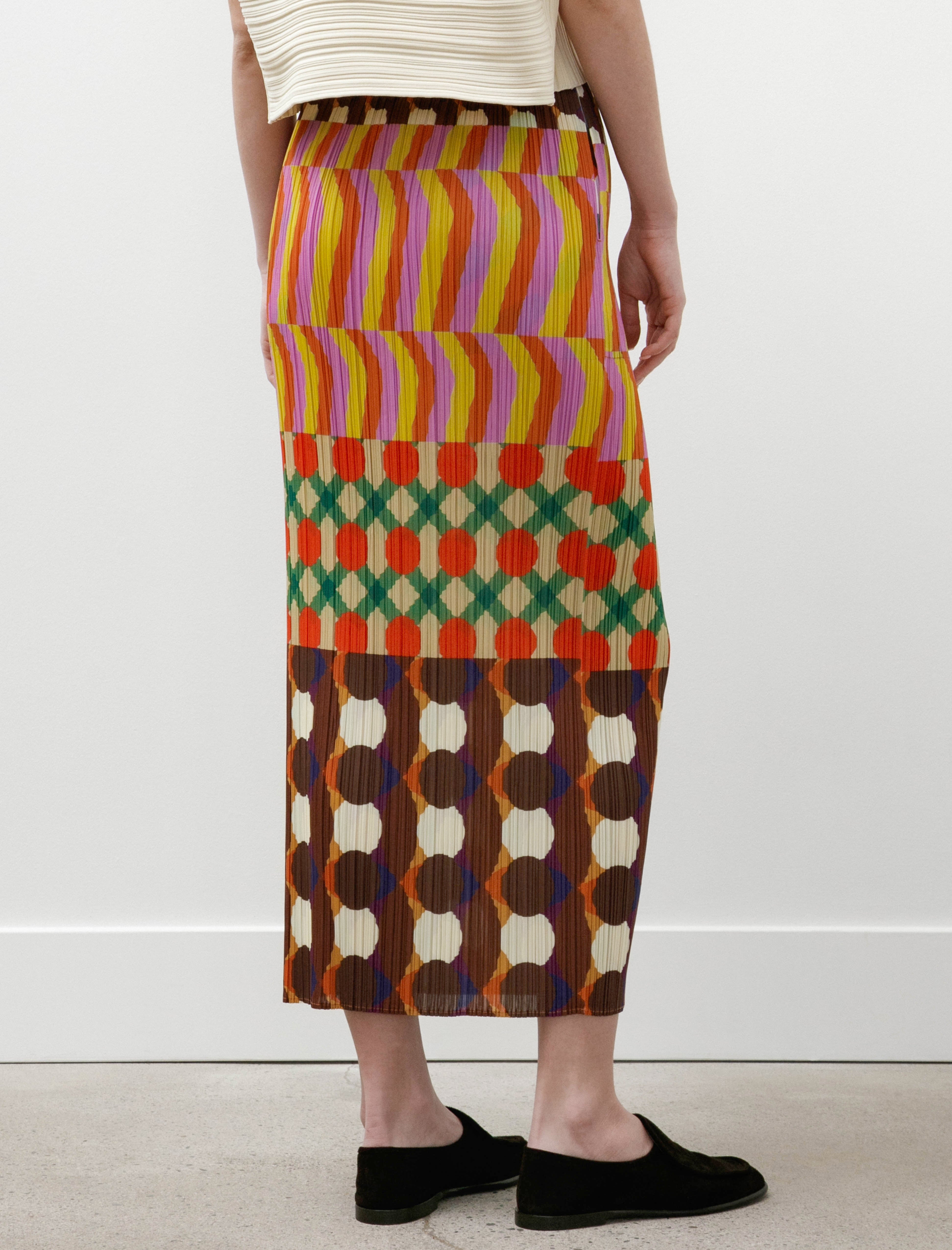 Pleats Please by Issey Miyake Harmony Printed Skirt Pink Multi