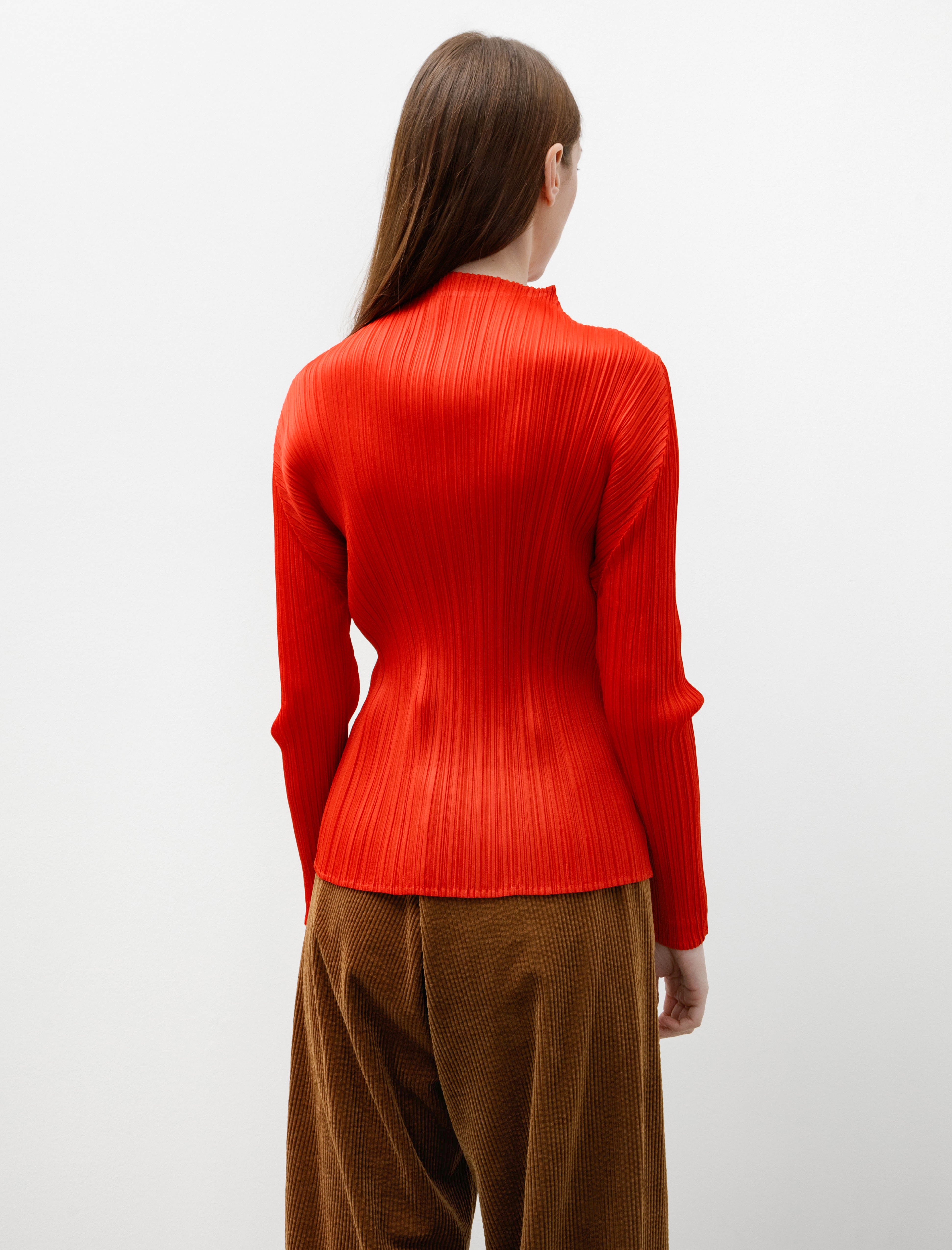 Pleats Please Monthly Colours Mockneck Top Red