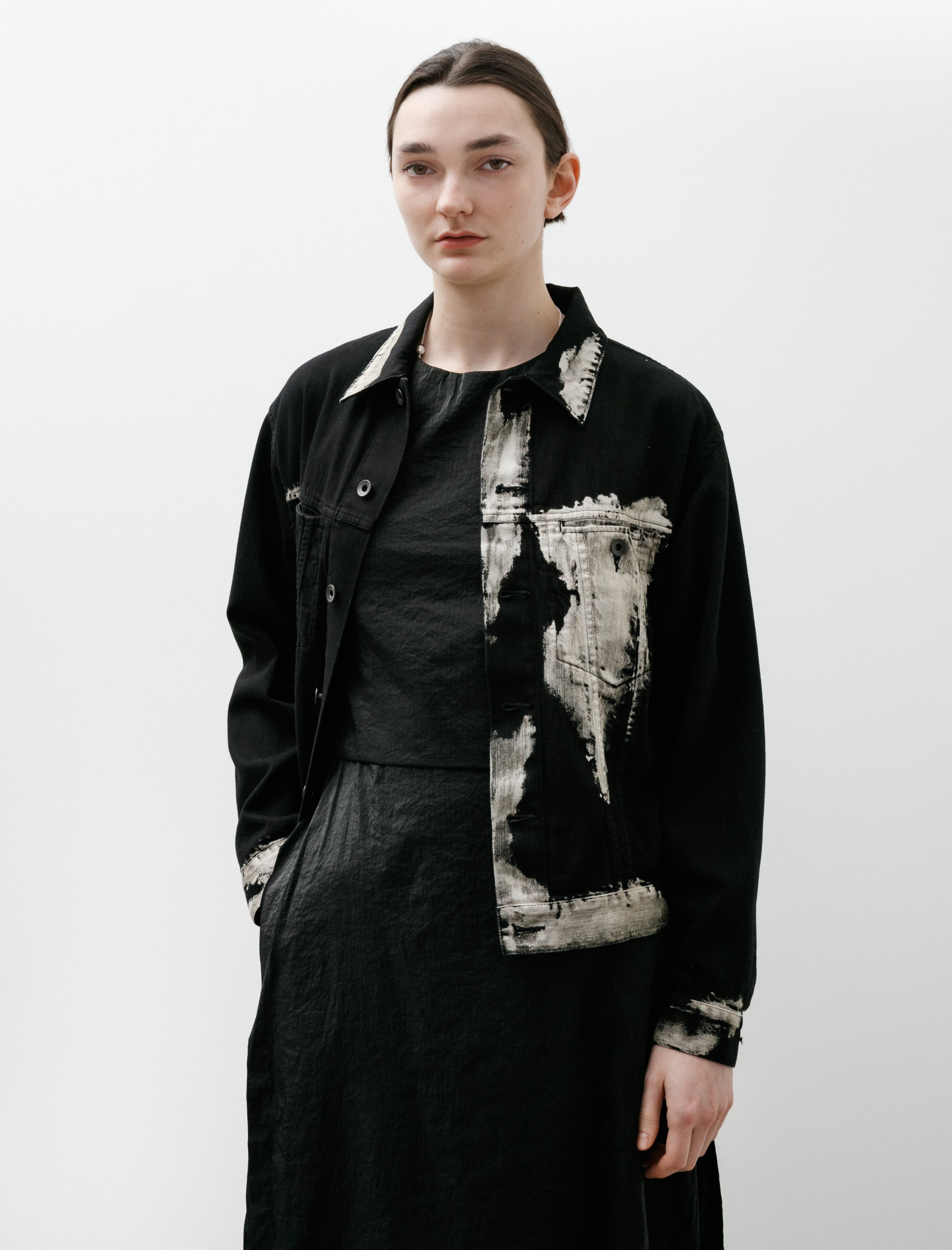 Y's by Yohji Yamamoto Printed Panel Denim Jacket