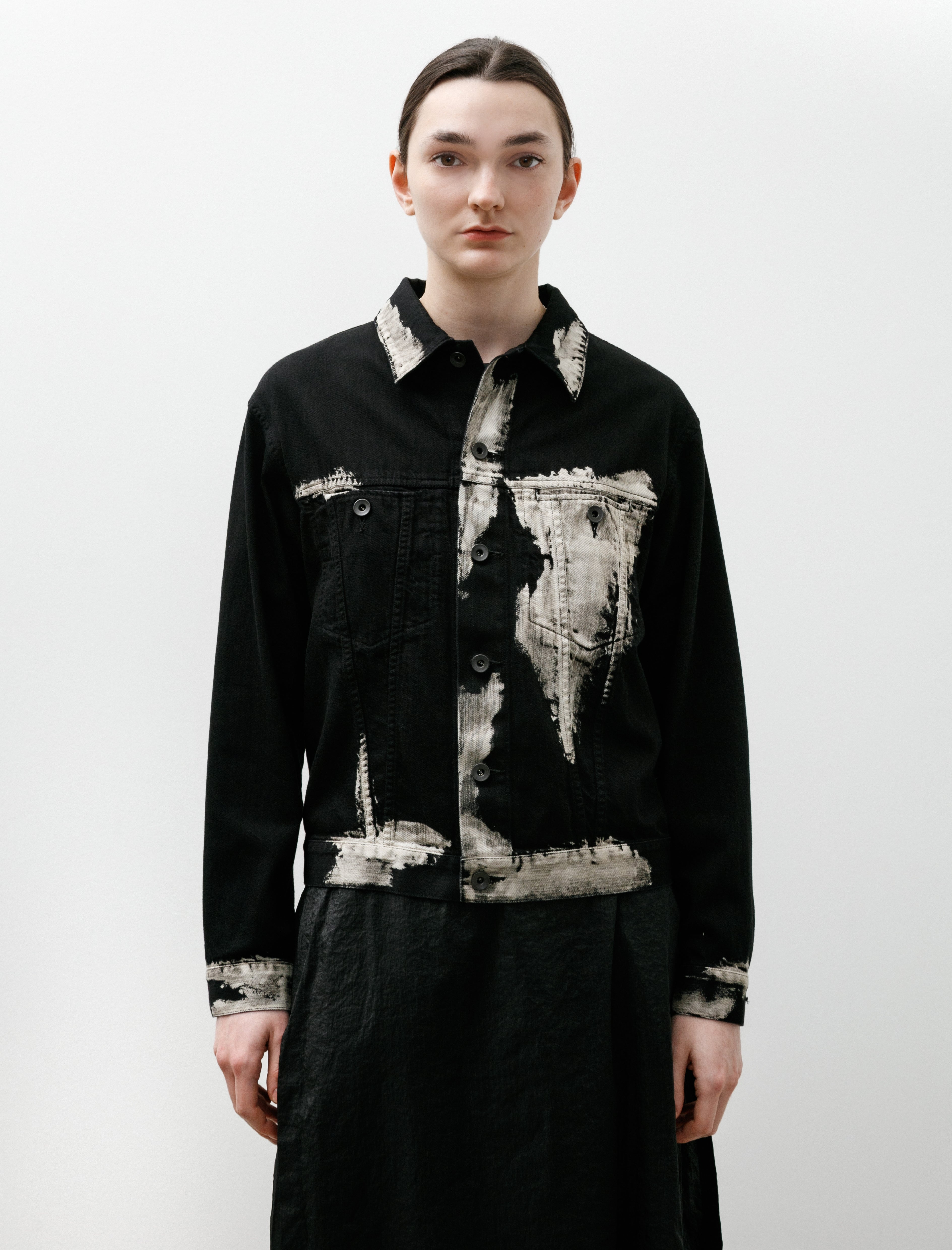 Y's by Yohji Yamamoto Printed Panel Denim Jacket