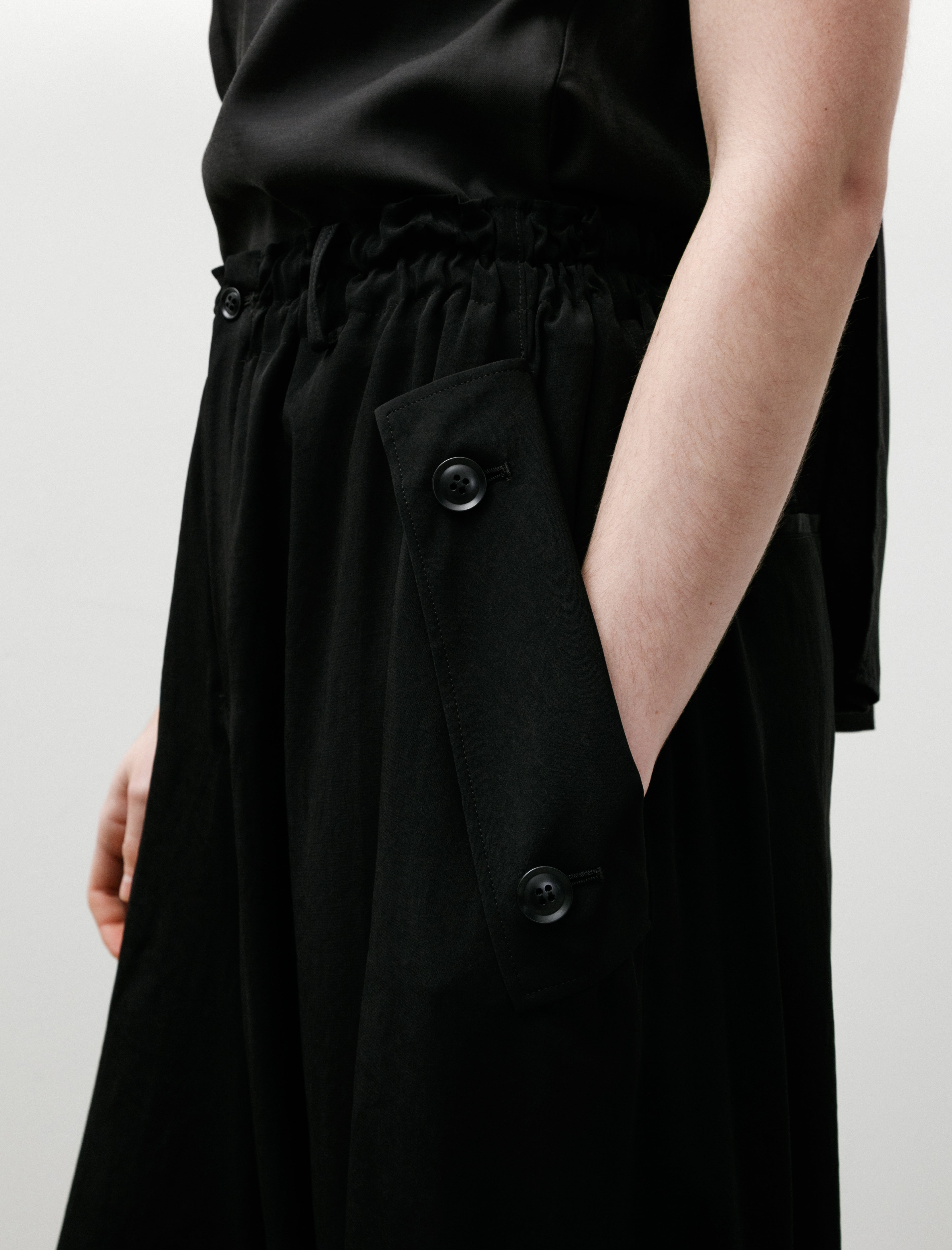 Y's by Yohji Yamamoto Flap Pocket Elastic Pants Black