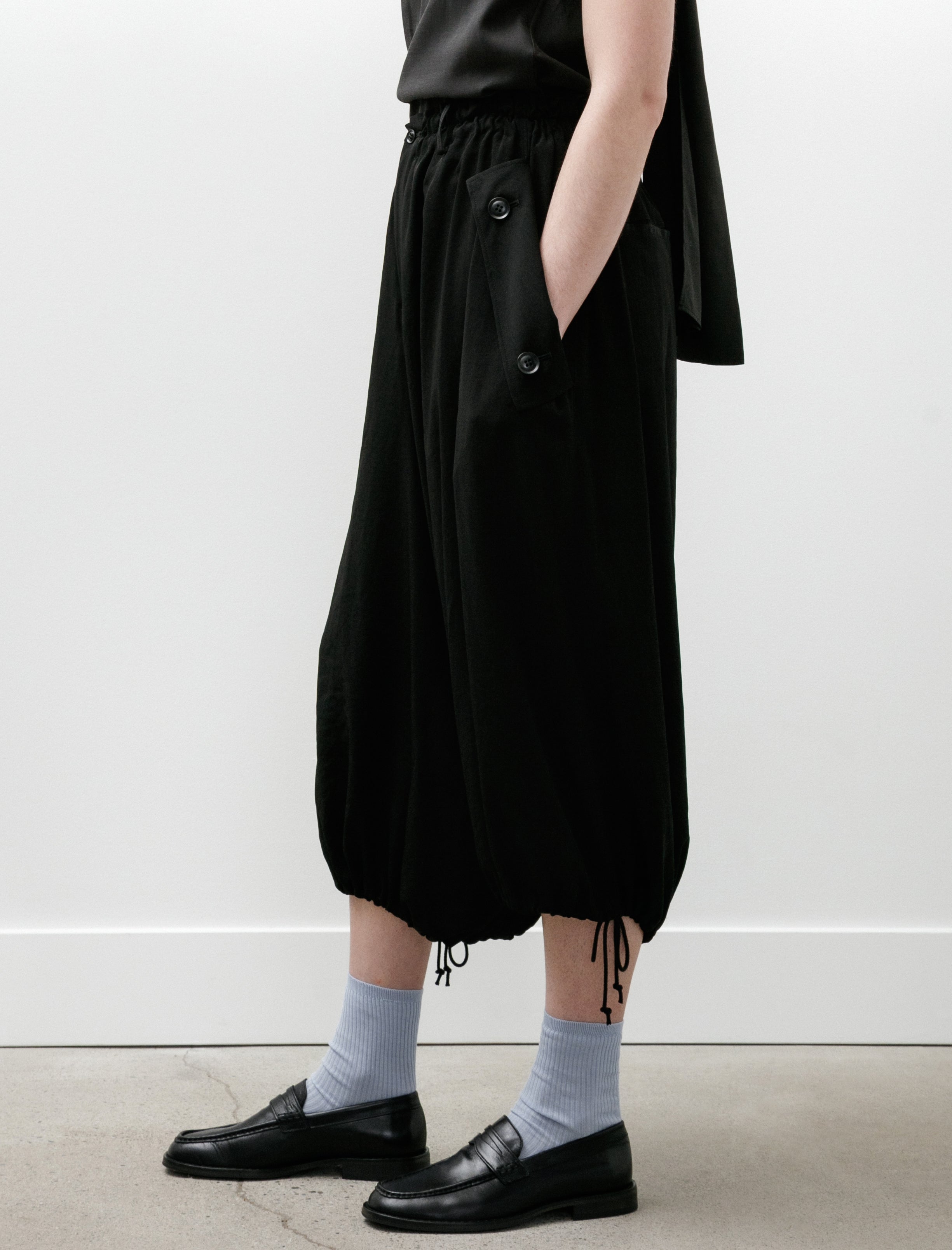 Y's by Yohji Yamamoto Flap Pocket Elastic Pants Black