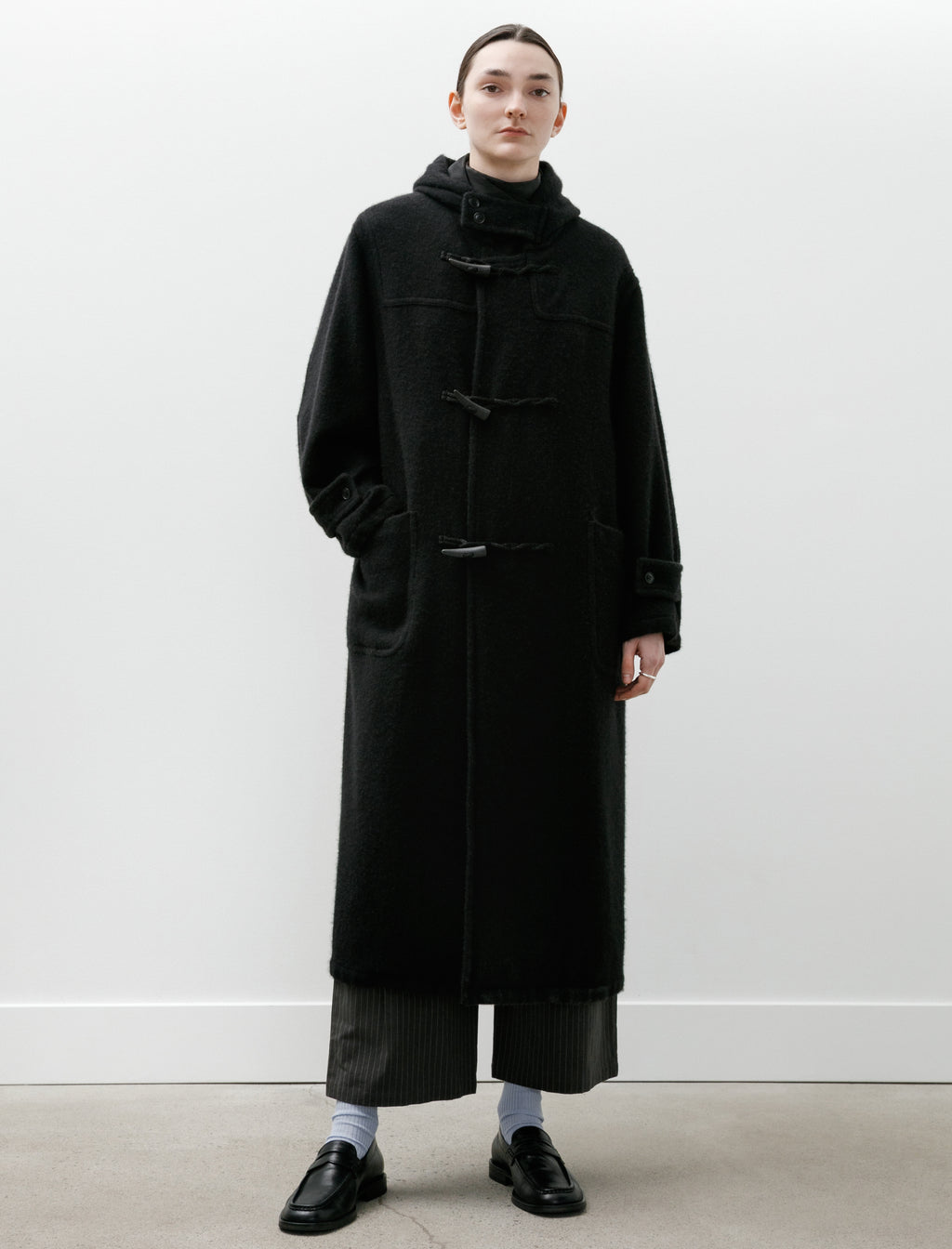 【即日配送　yourmle hoodie long duffle coat】 Comoli Cashmere Duffle Coat Black – Neighbour