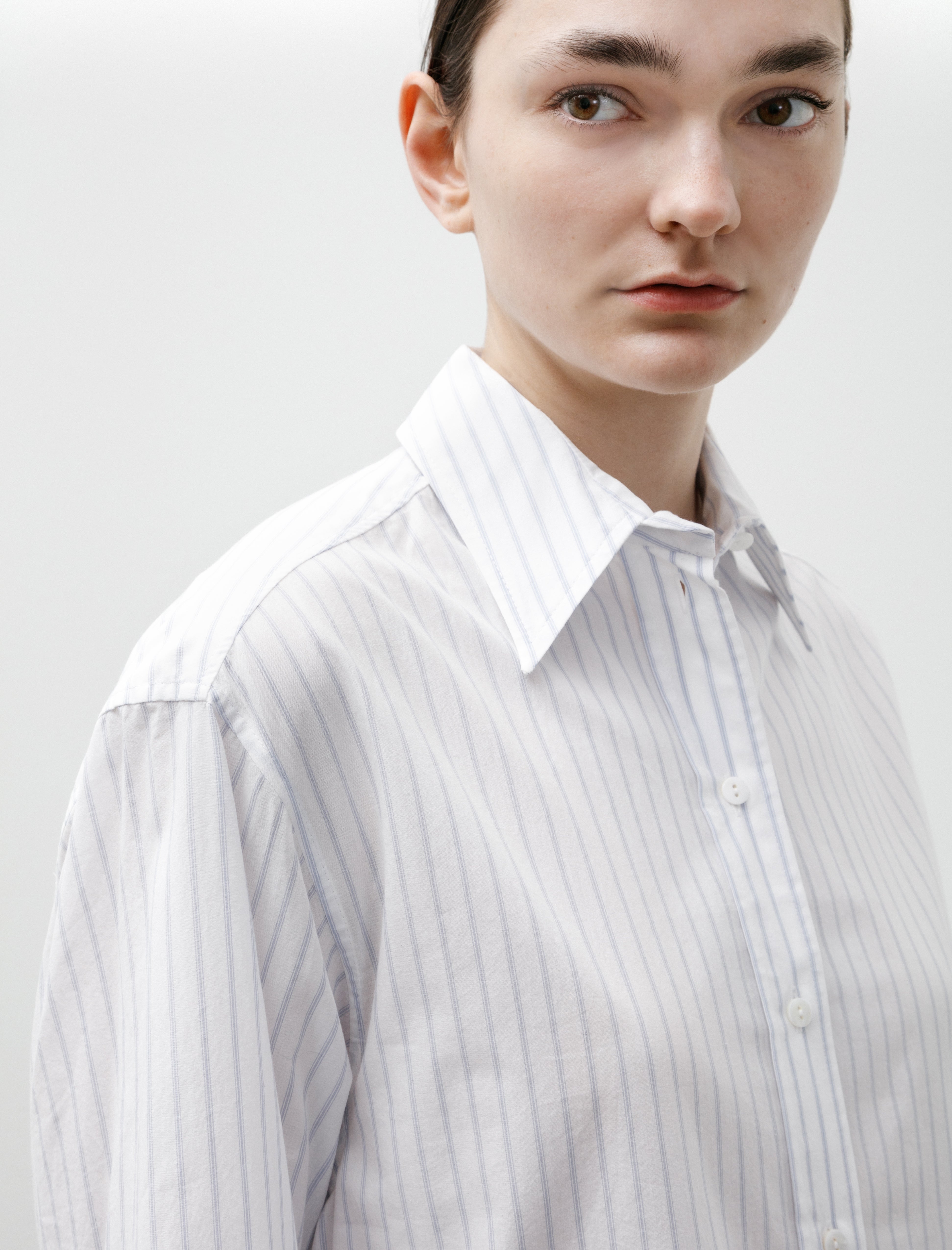 Cawley Japanese Organic Cotton June Shirt Sky/White Stripes