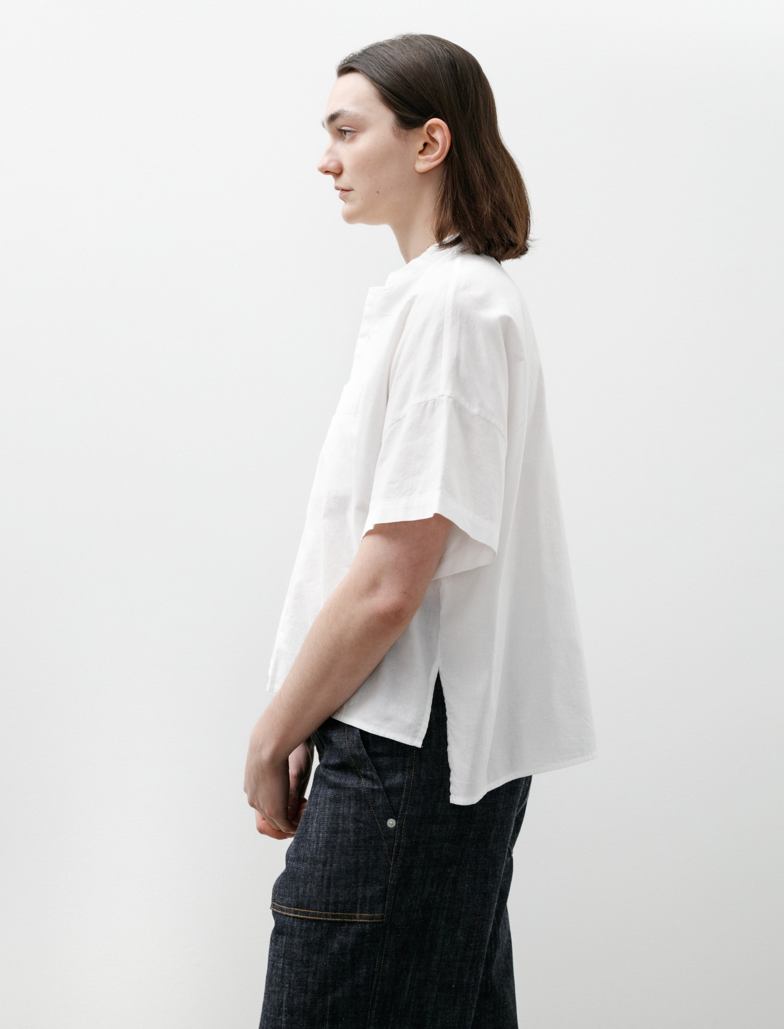 Y's by Yohji Yamamoto Short Sleeve Boxy Shirt White