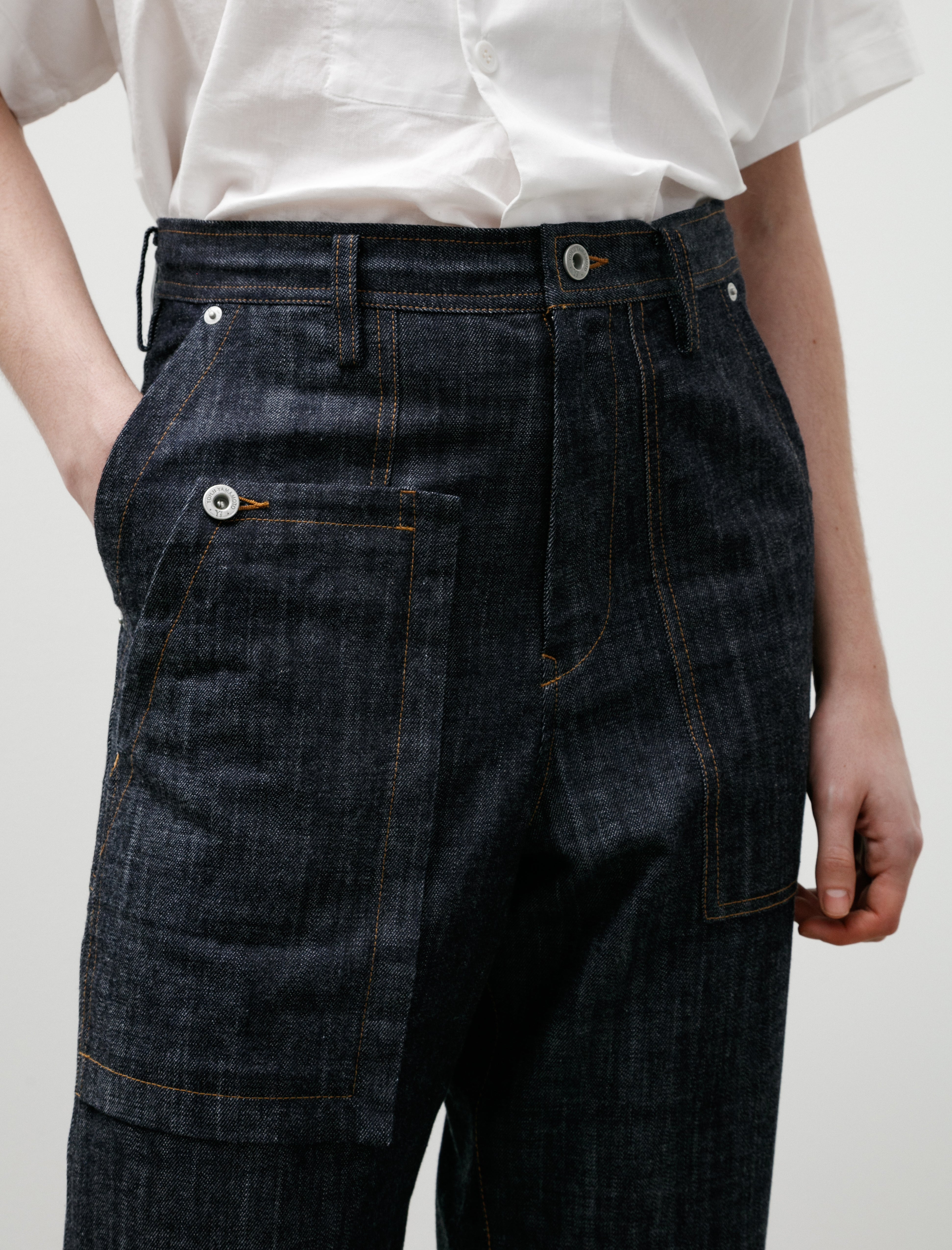 Y's by Yohji Yamamoto Asymmetrical Pocket Denim Pants Indigo