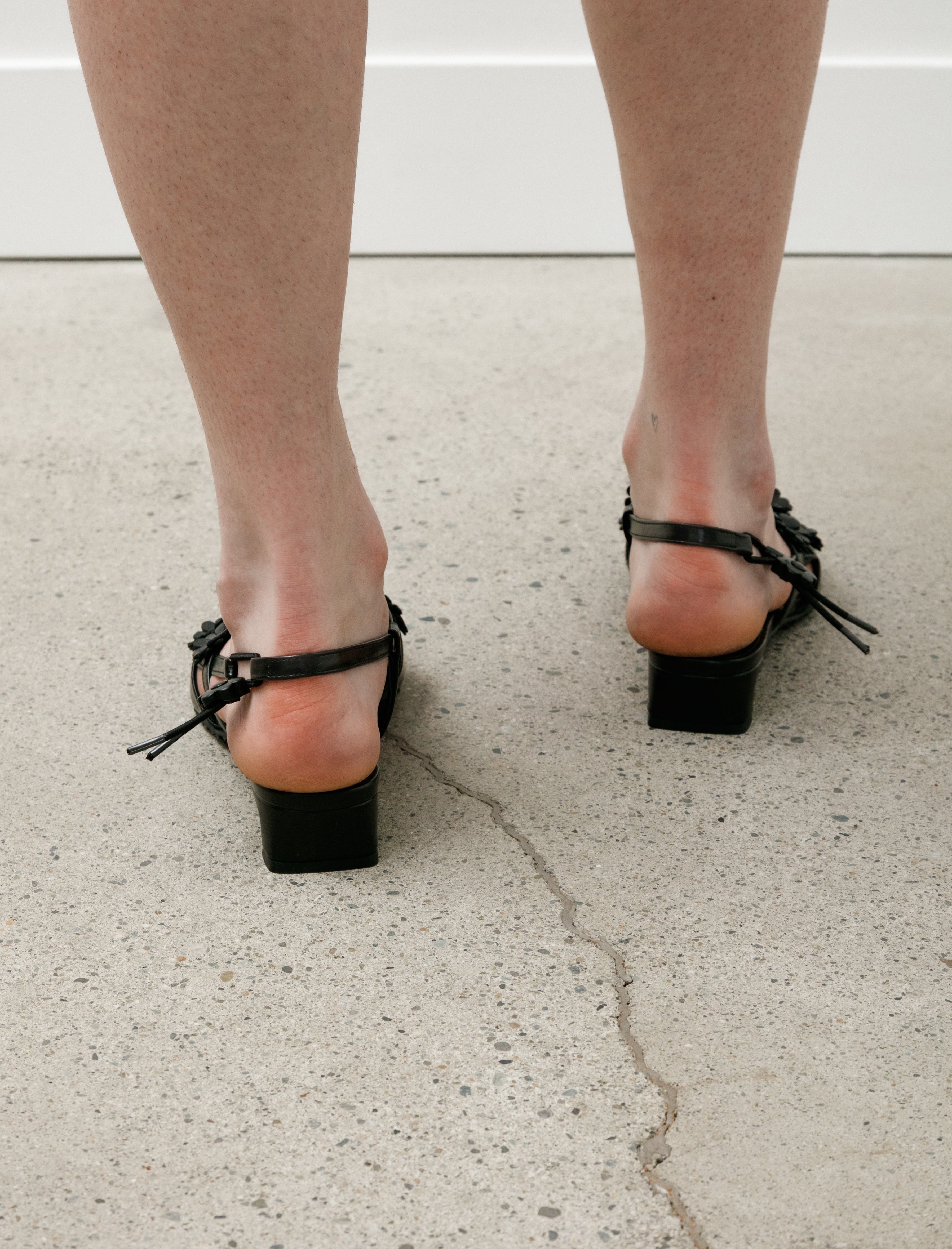 Cecilie Bahnsen Arna Sandals Textured Black Leather