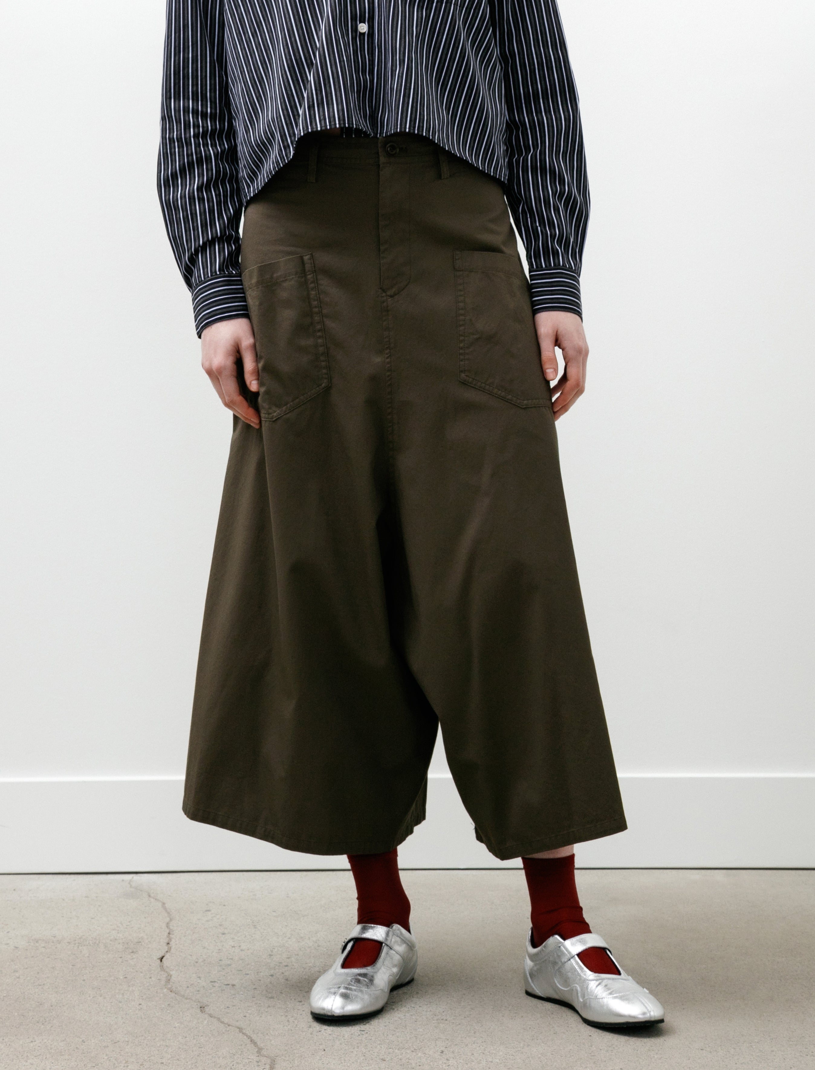 Y's by Yohji Yamamoto Drop Flare Pants Khaki