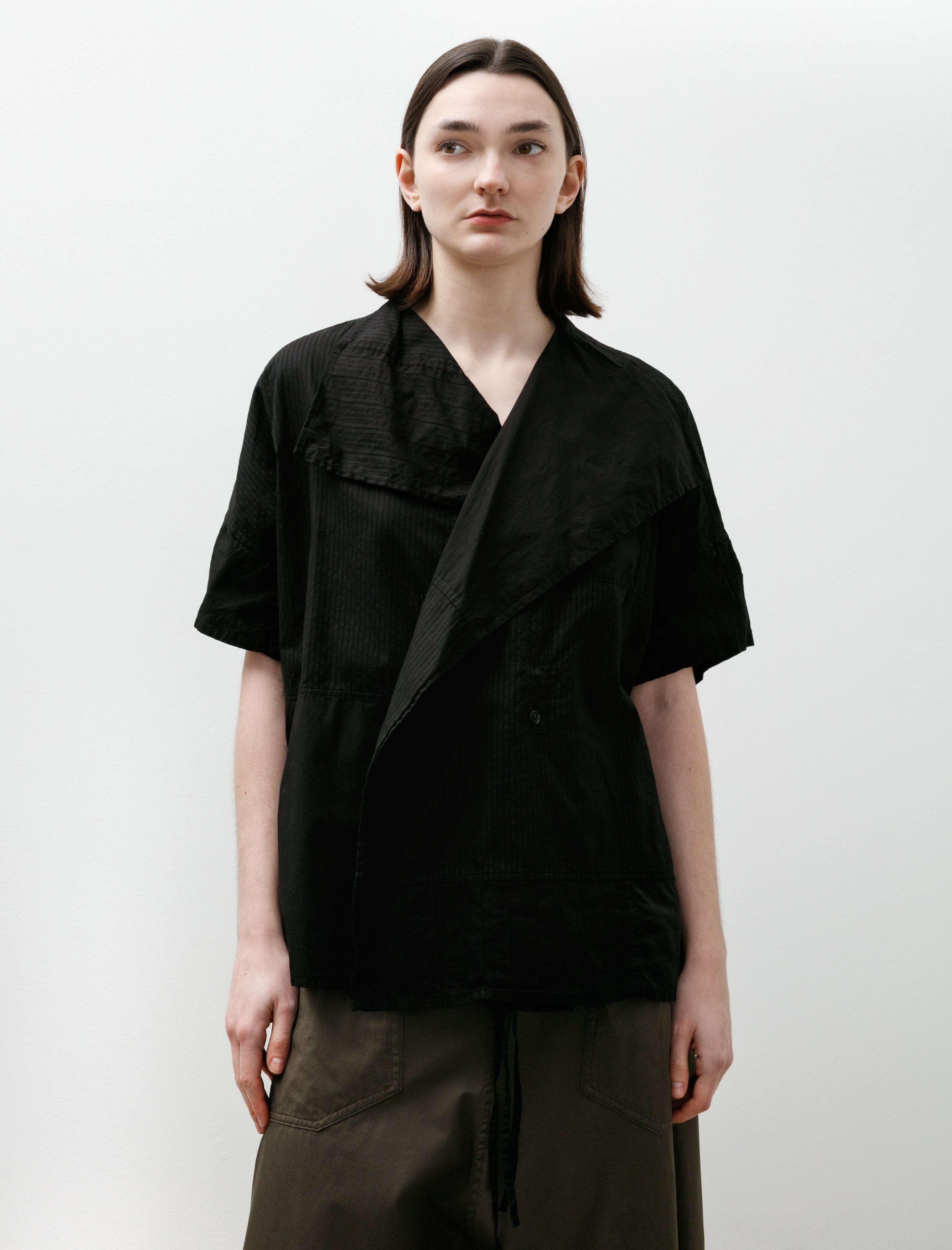 Y's by Yohji Yamamoto Half Sleeve Gown Shirt Black