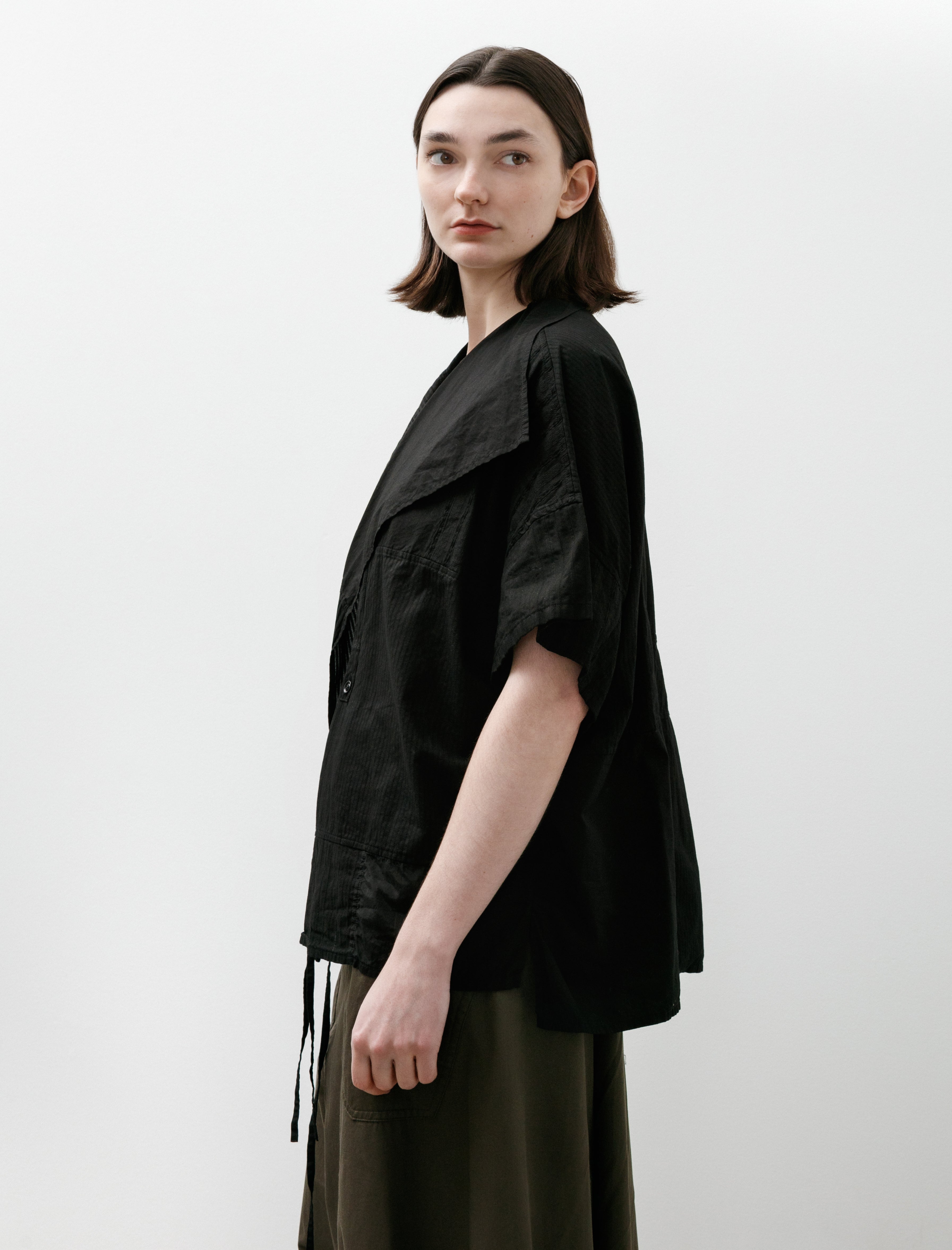 Y's by Yohji Yamamoto Half Sleeve Gown Shirt Black