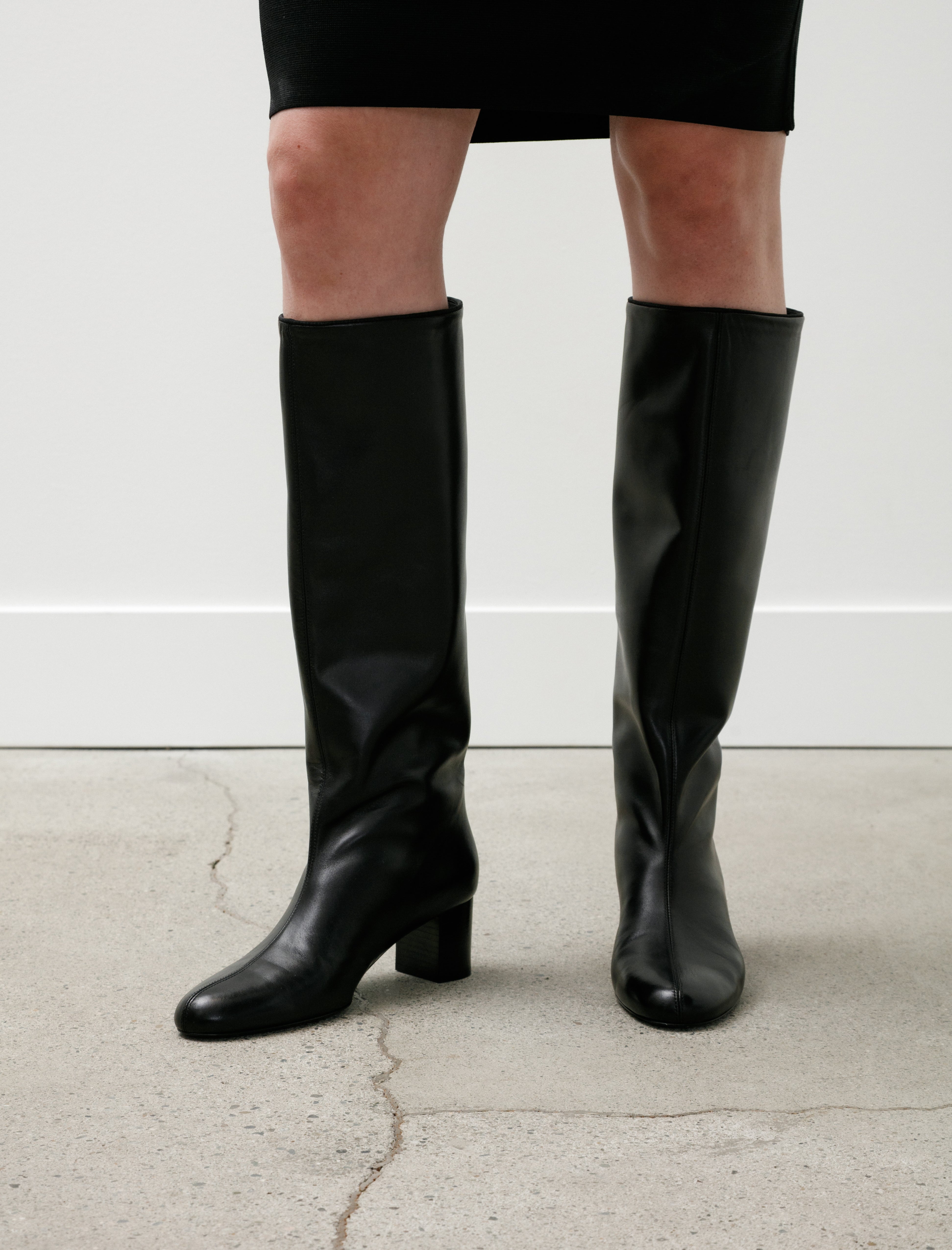 Totême Downtown Nappa Knee High Boots Black