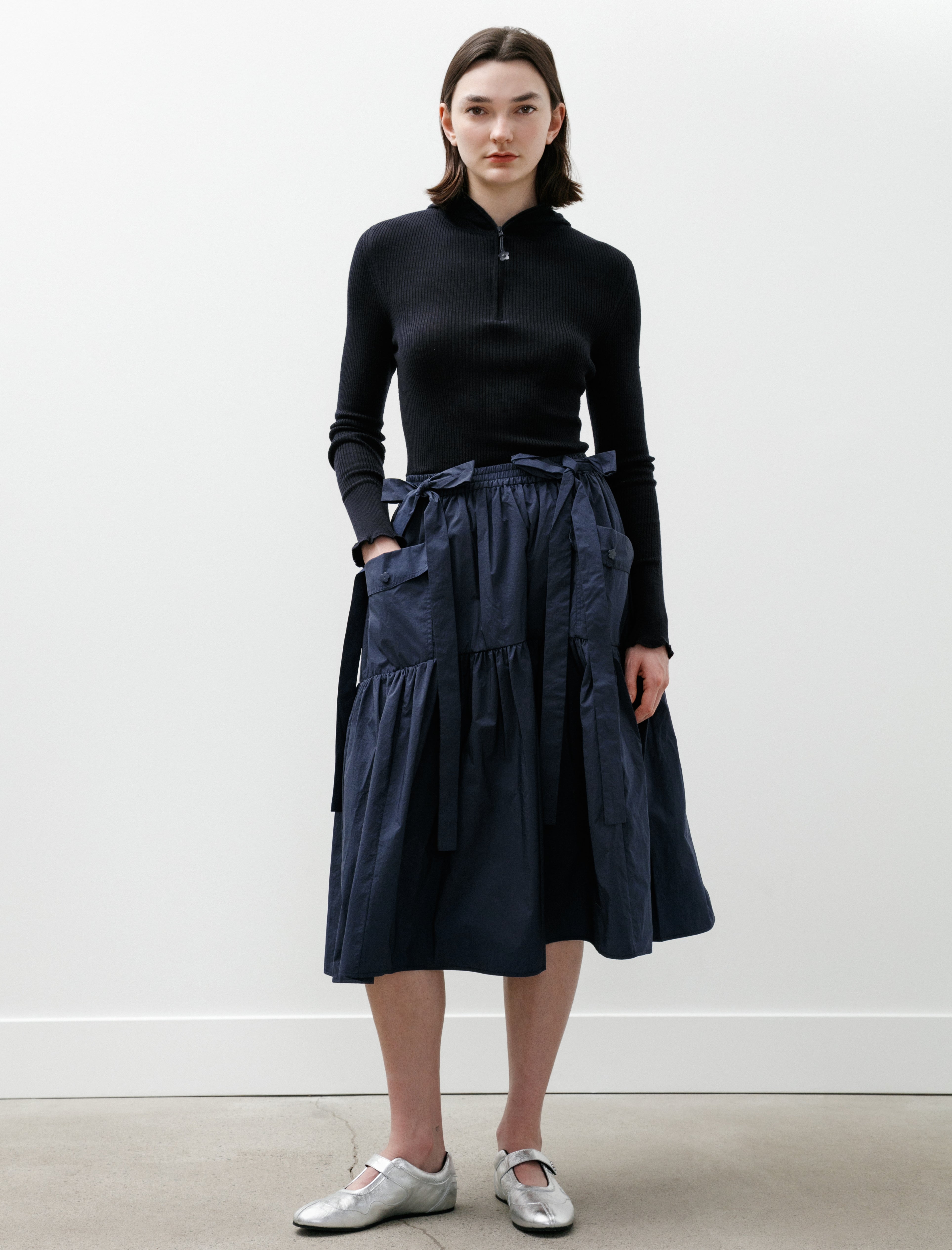 Cecilie Bahnsen Cai Skirt Crisp Ripstop Navy