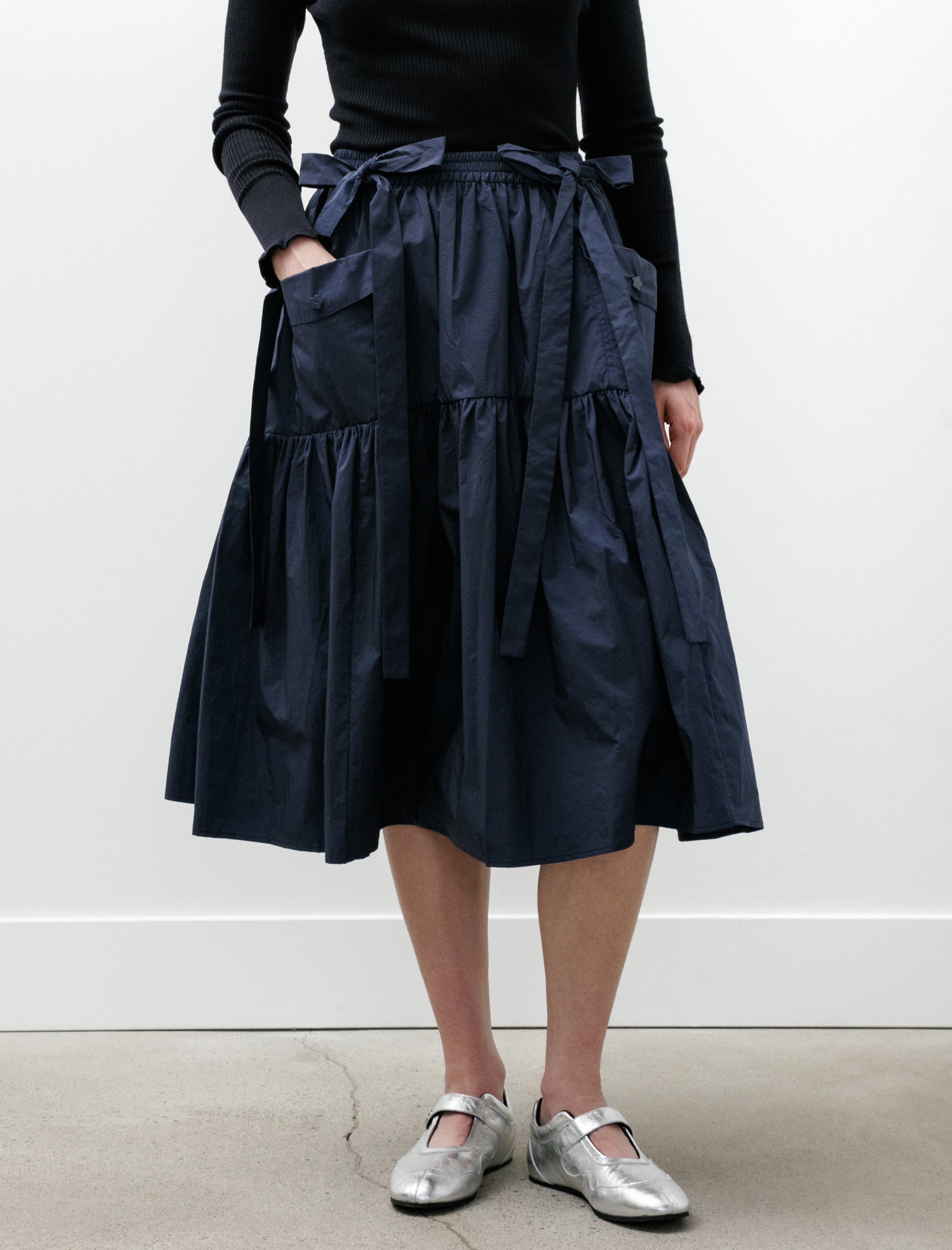 Cecilie Bahnsen Cai Skirt Crisp Ripstop Navy