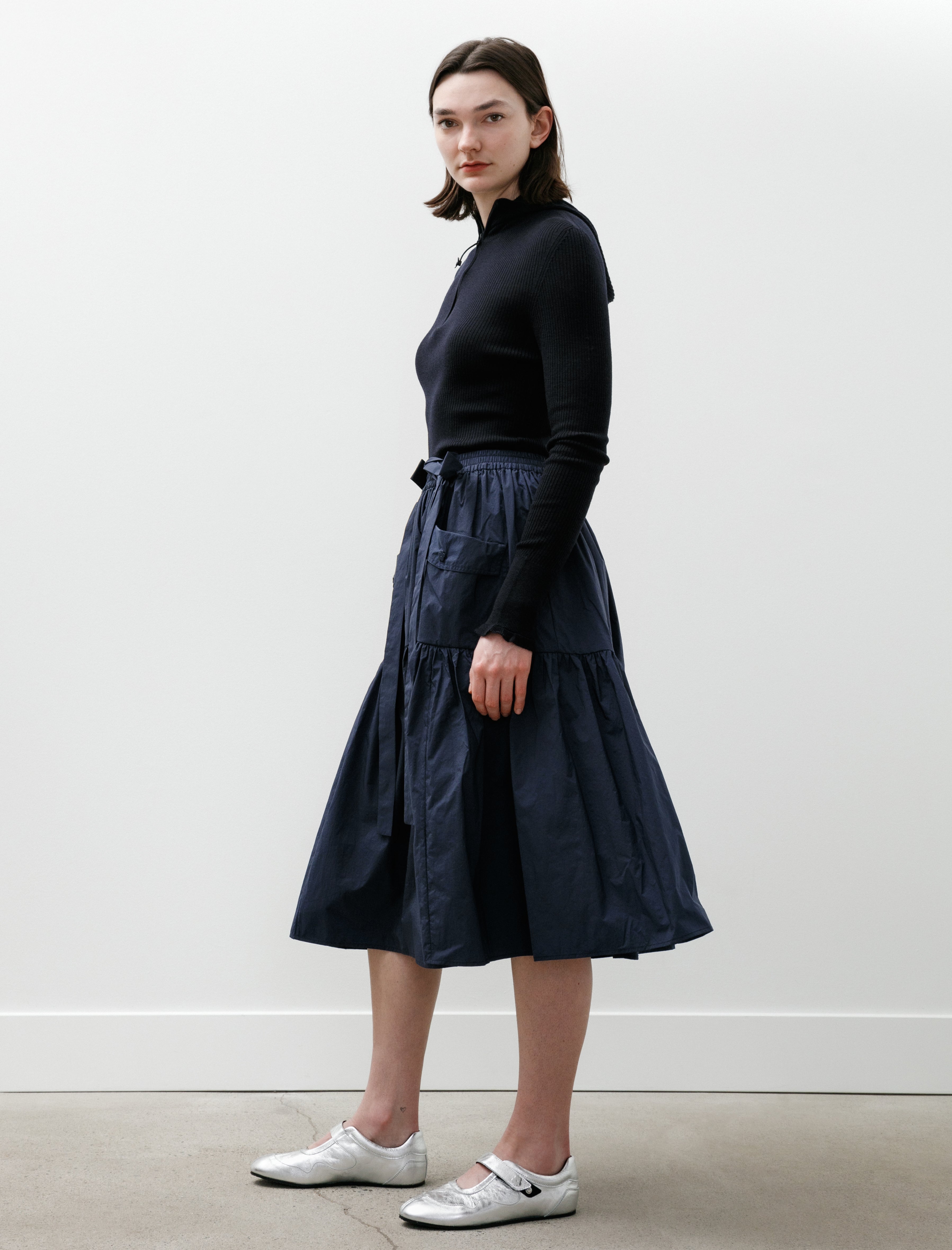 Cecilie Bahnsen Cai Skirt Crisp Ripstop Navy