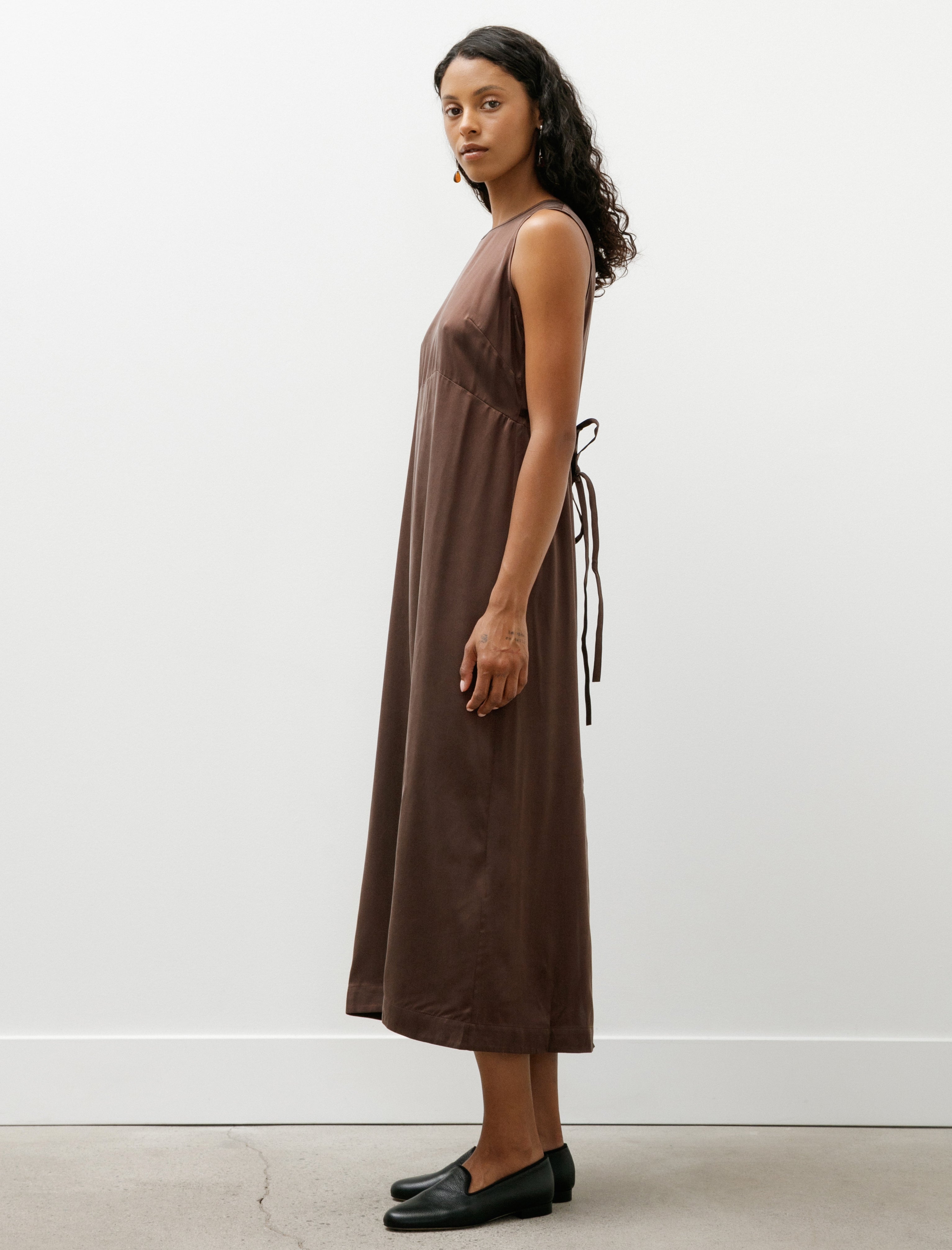 Cawley Sandwashed Satin Erika Dress Chocolate