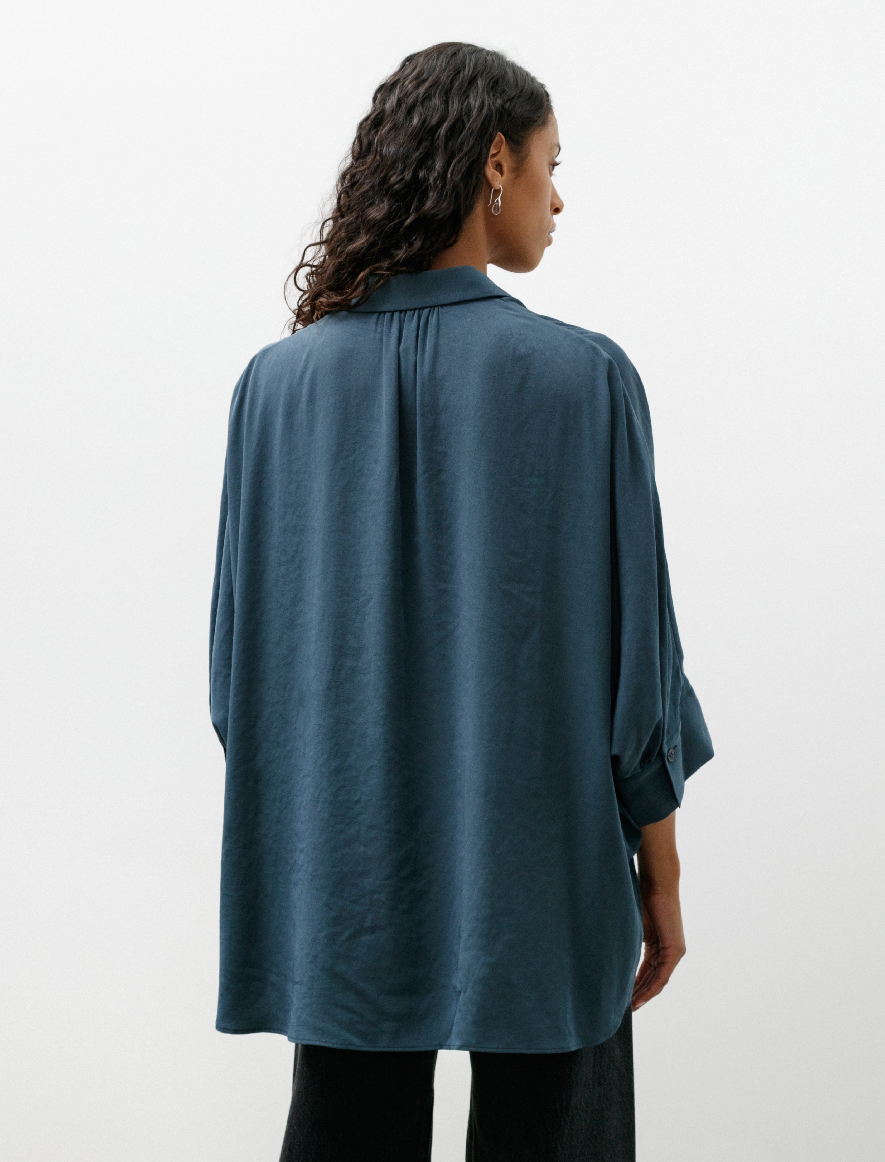 Y's by Yohji Yamamoto Half Sleeve Cape Shirt Blue Green