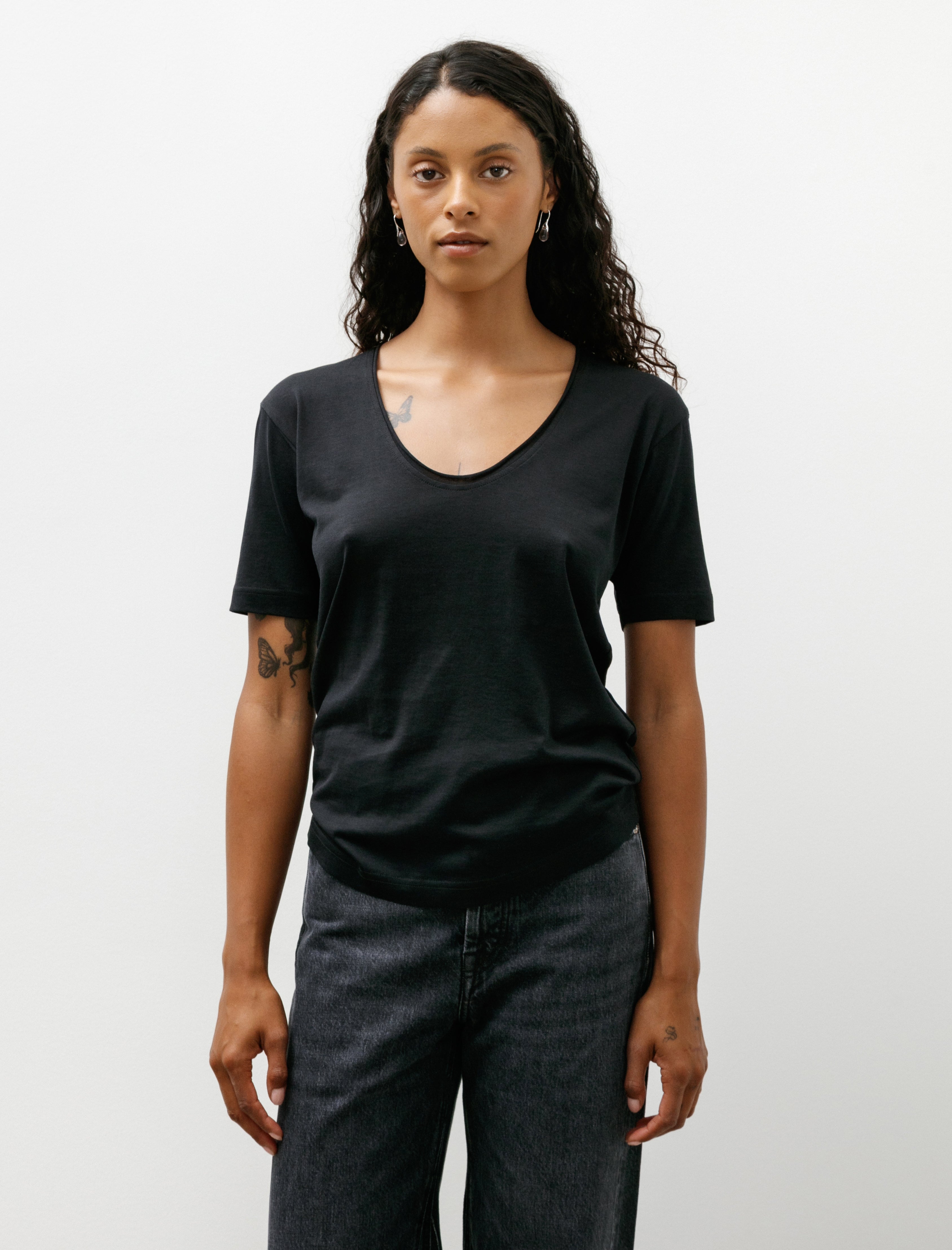 Totême Cotton Silk Tee Black