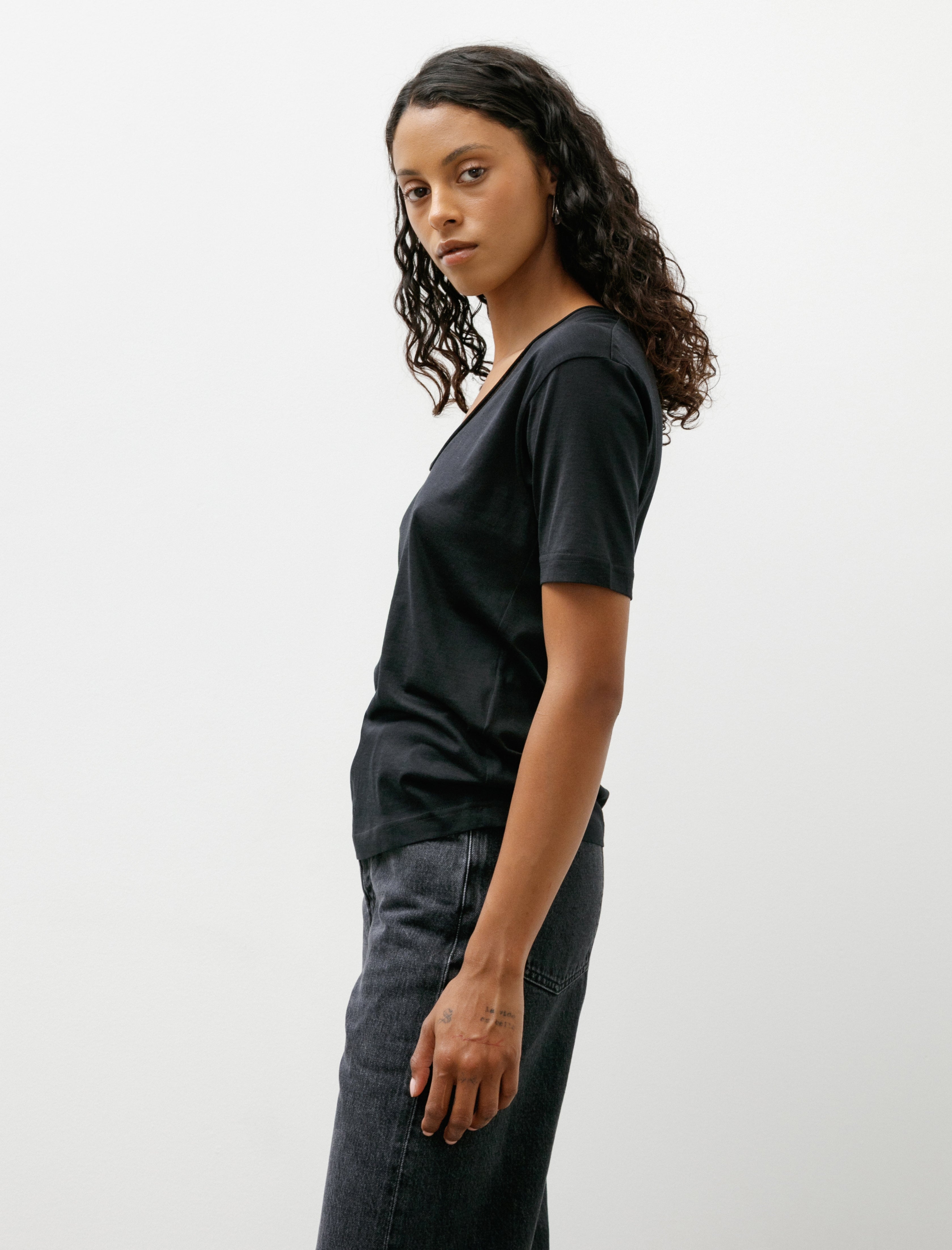 Totême Cotton Silk Tee Black