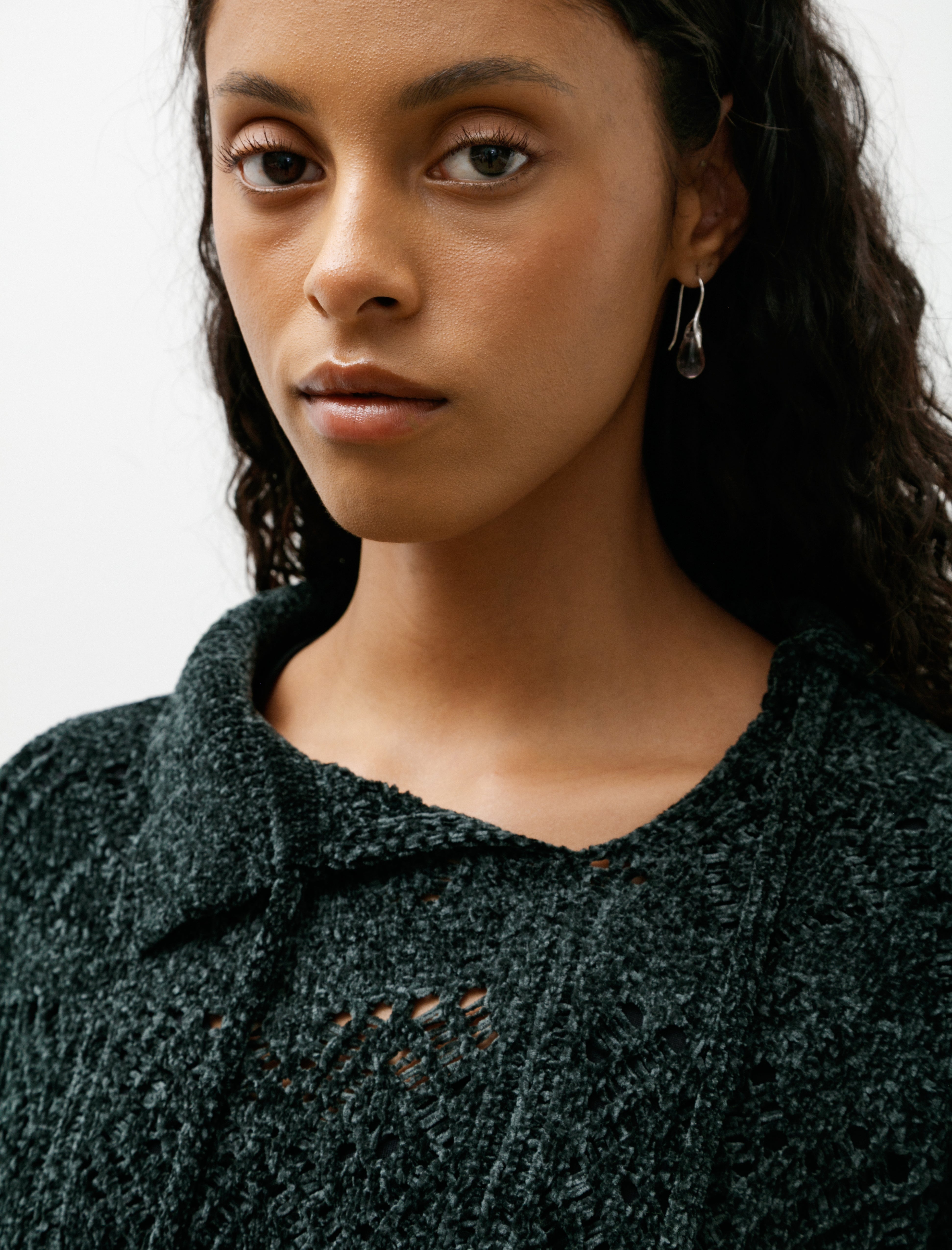 Y's by Yohji Yamamoto Chenille Pullover with Strings Green