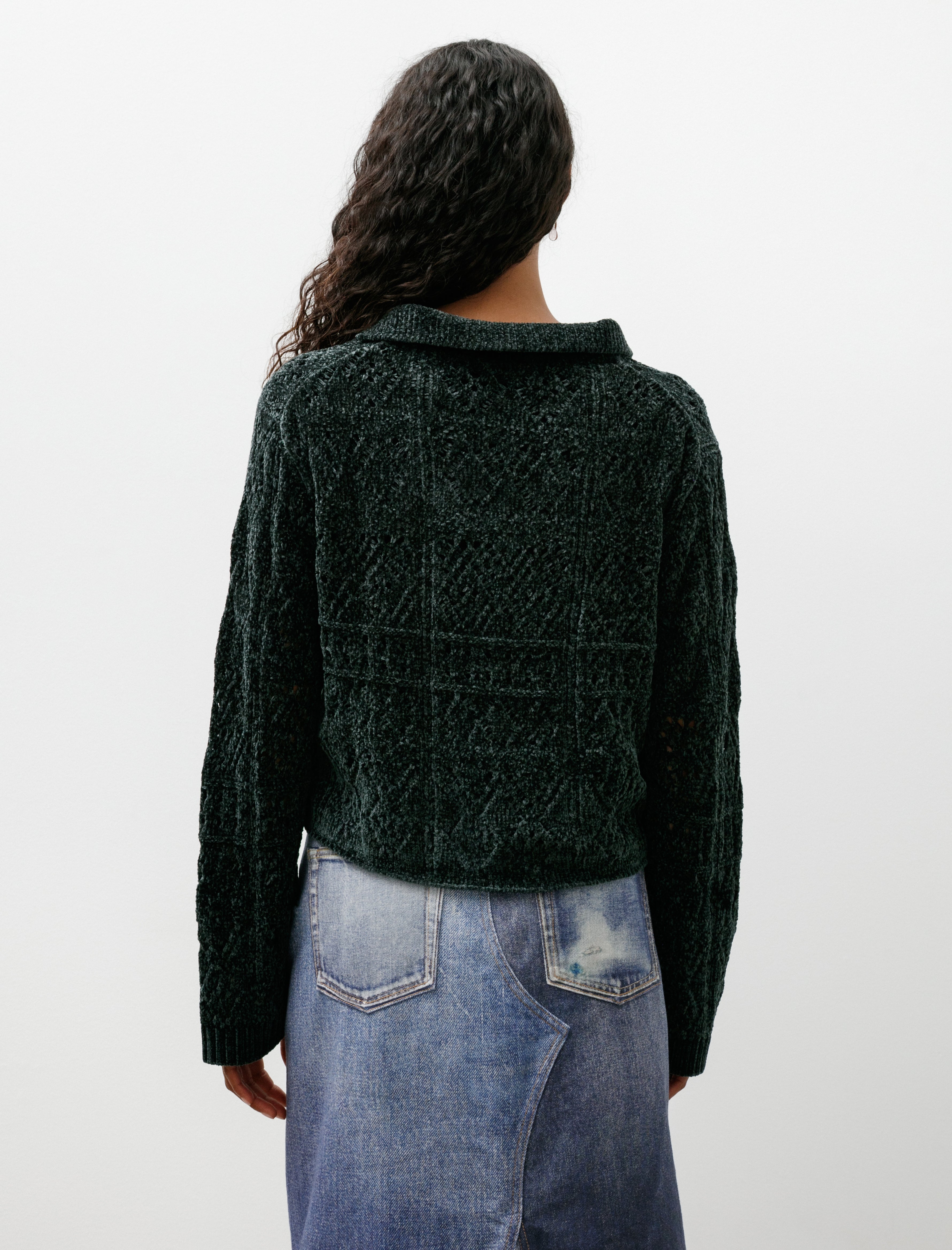 Y's by Yohji Yamamoto Chenille Pullover with Strings Green