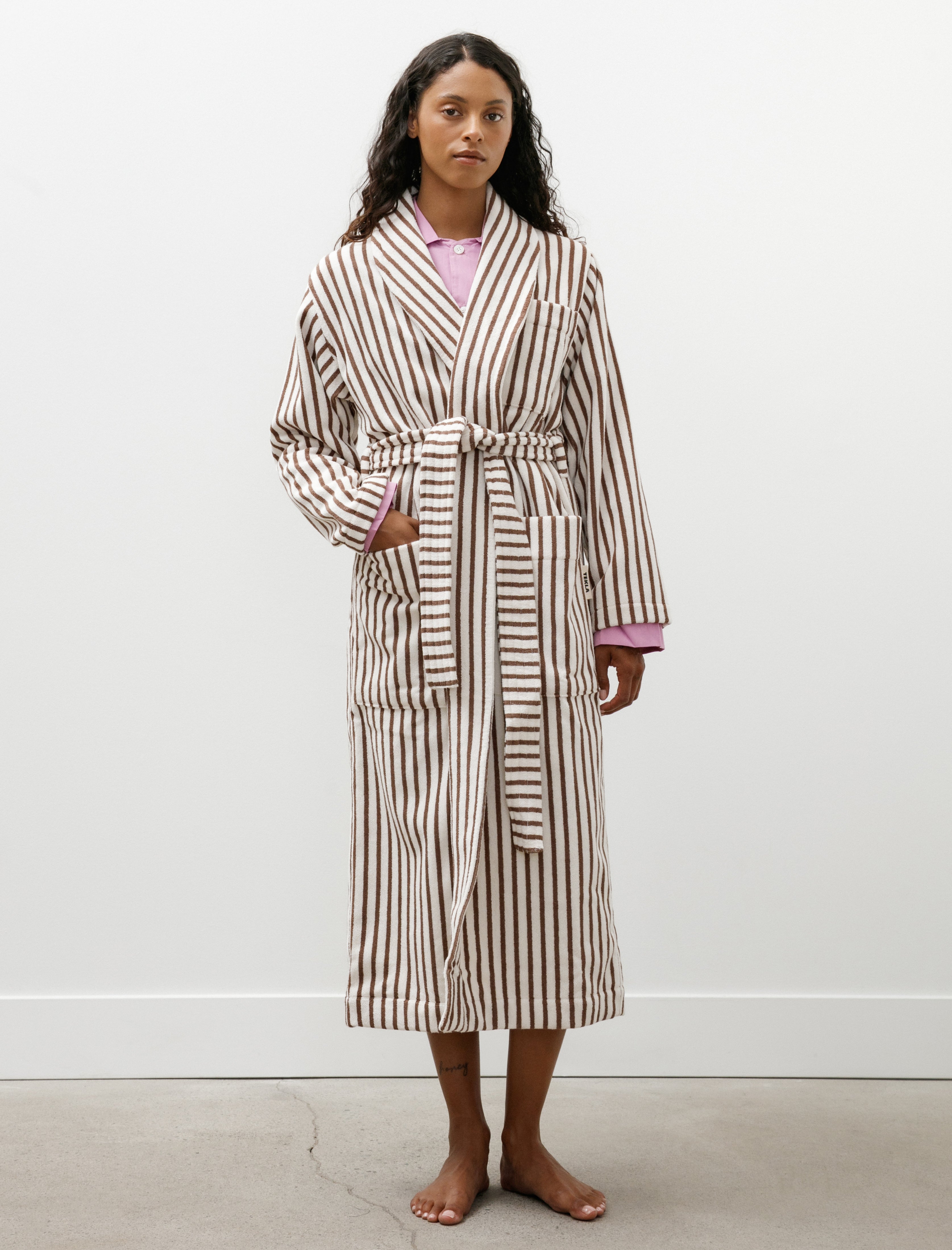 Tekla Classic Bathrobe Kodiak Stripes