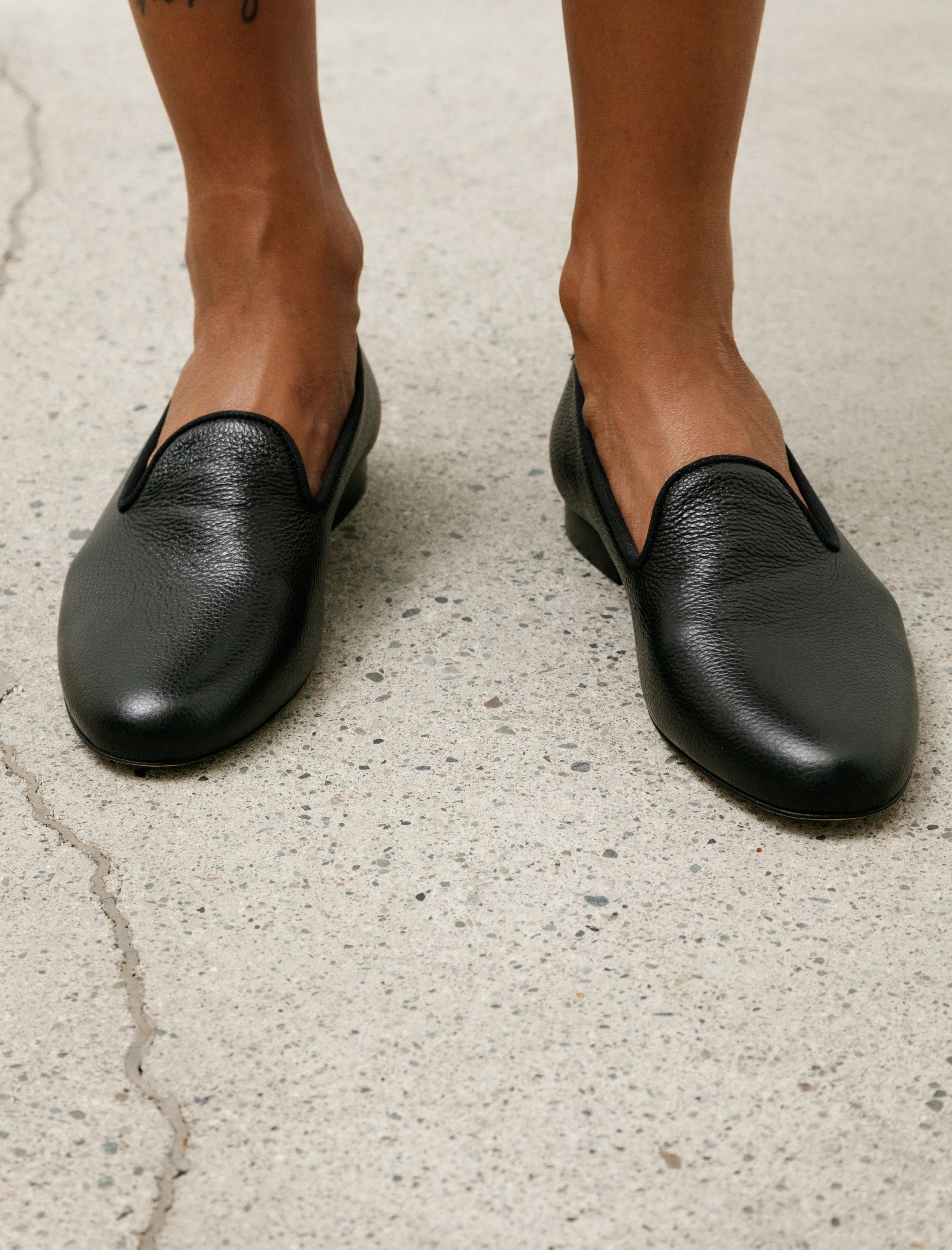 Totême Grained Leather Loafers Black