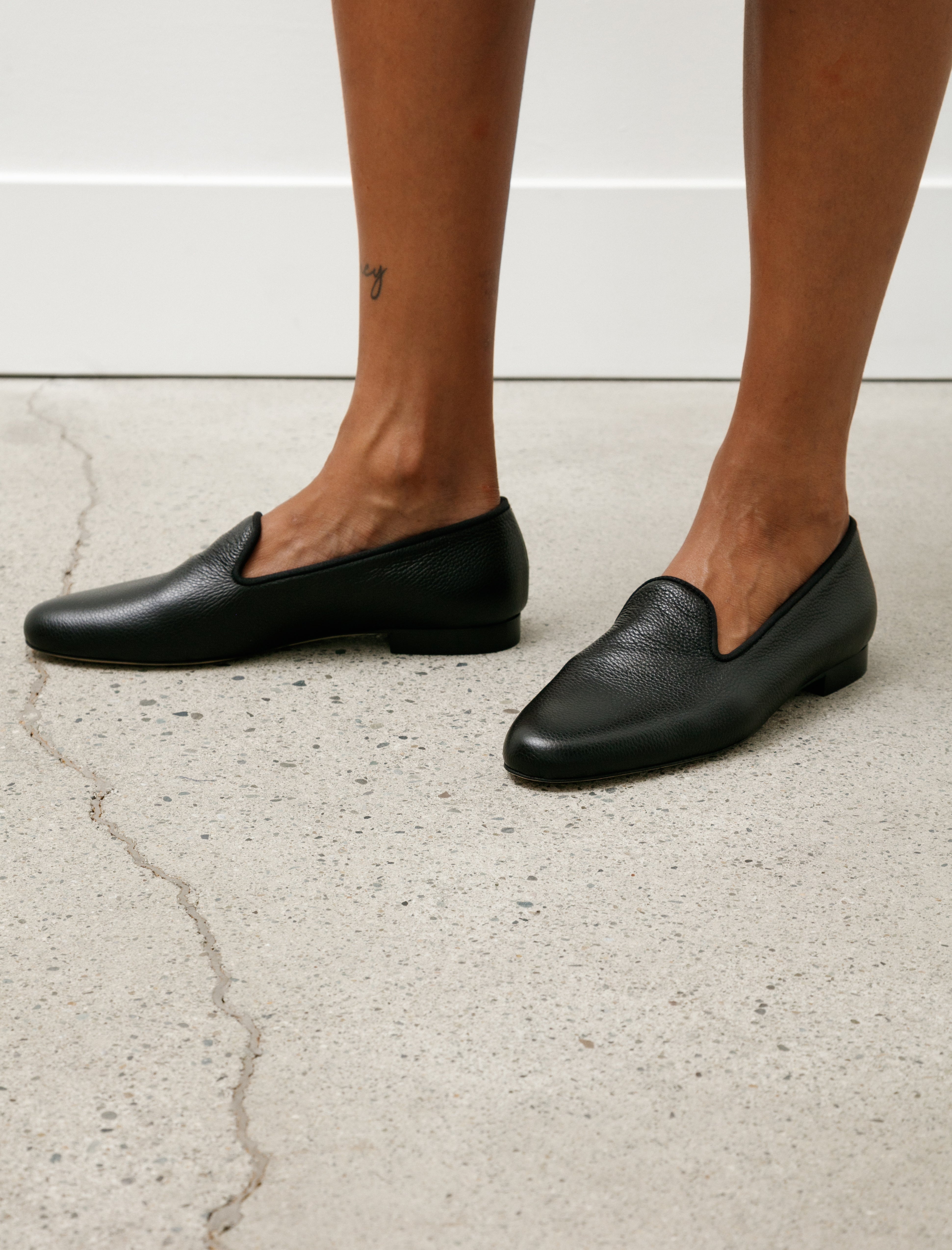 Totême Grained Leather Loafers Black