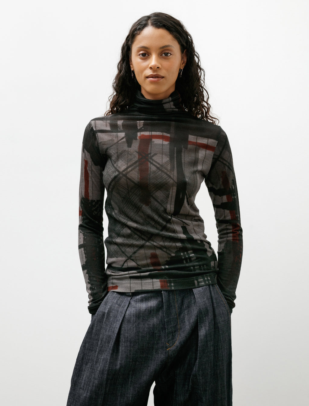 Y's by Yohji Yamamoto Sheer Mix Plaid Turtleneck – Neighbour