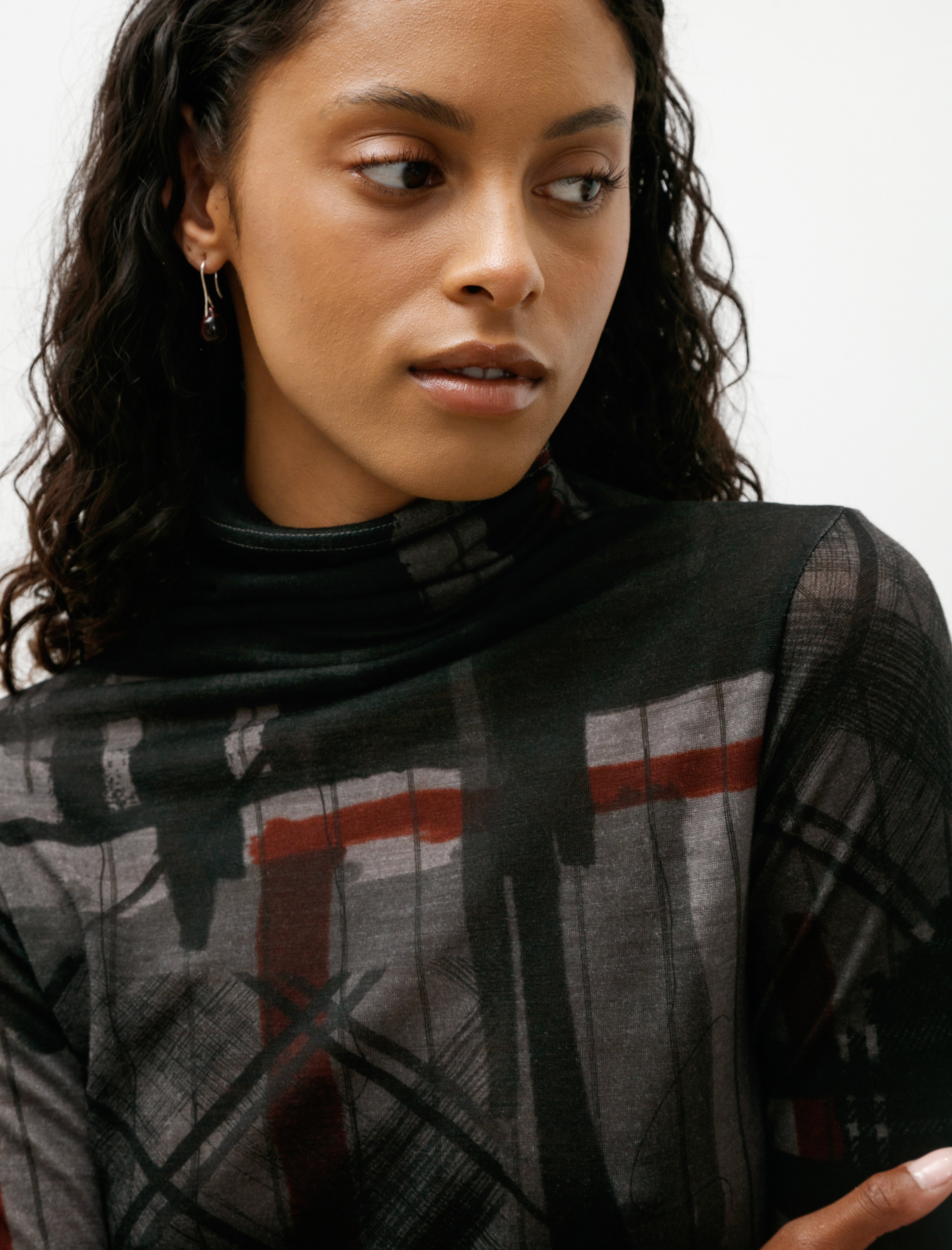 Y's by Yohji Yamamoto Sheer Mix Plaid Turtleneck