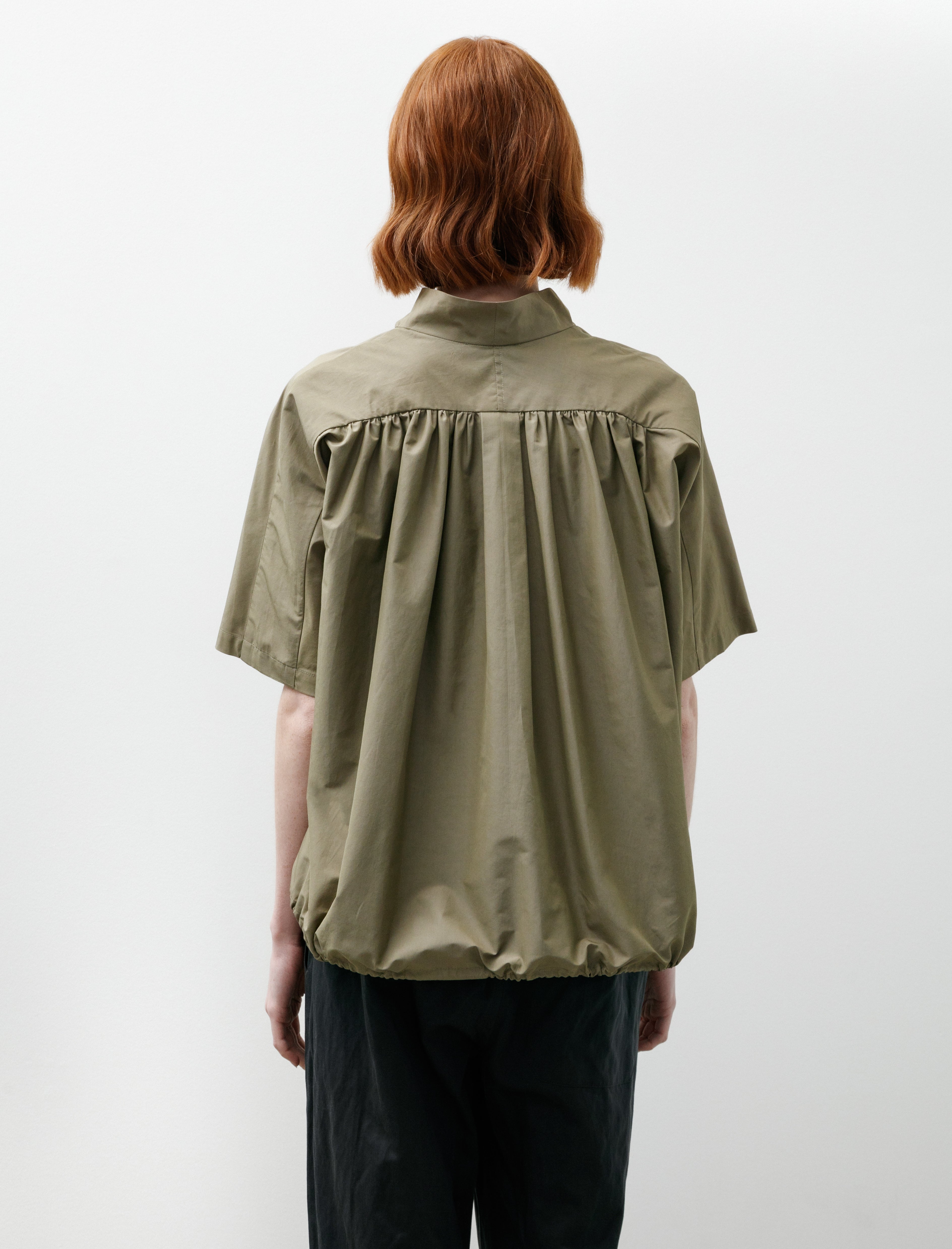 Wanze Quarter Zip Bubble Shirt Cotton Nylon Khaki Green