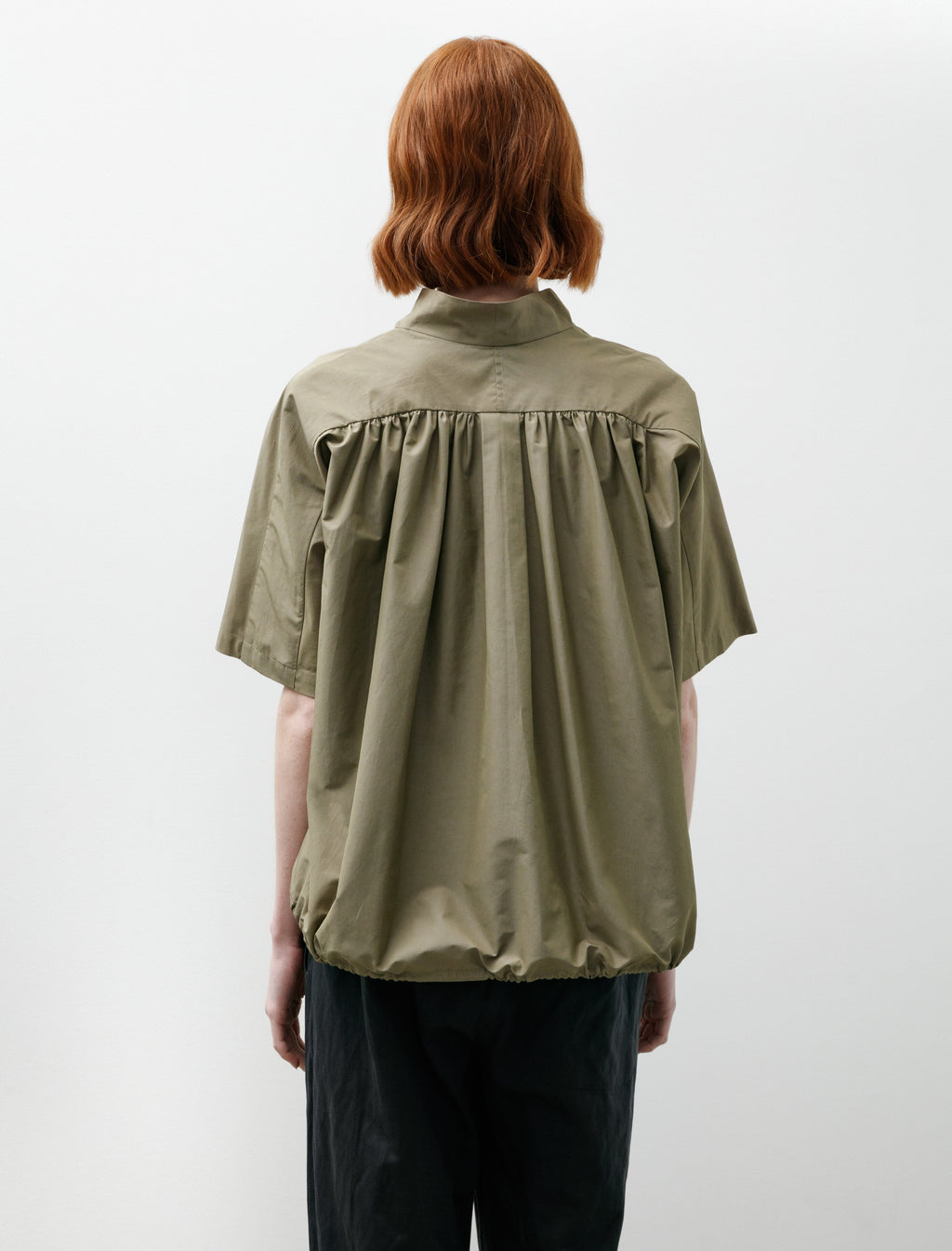 Wanze Quarter Zip Bubble Shirt Cotton Nylon Khaki Green – Neighbour