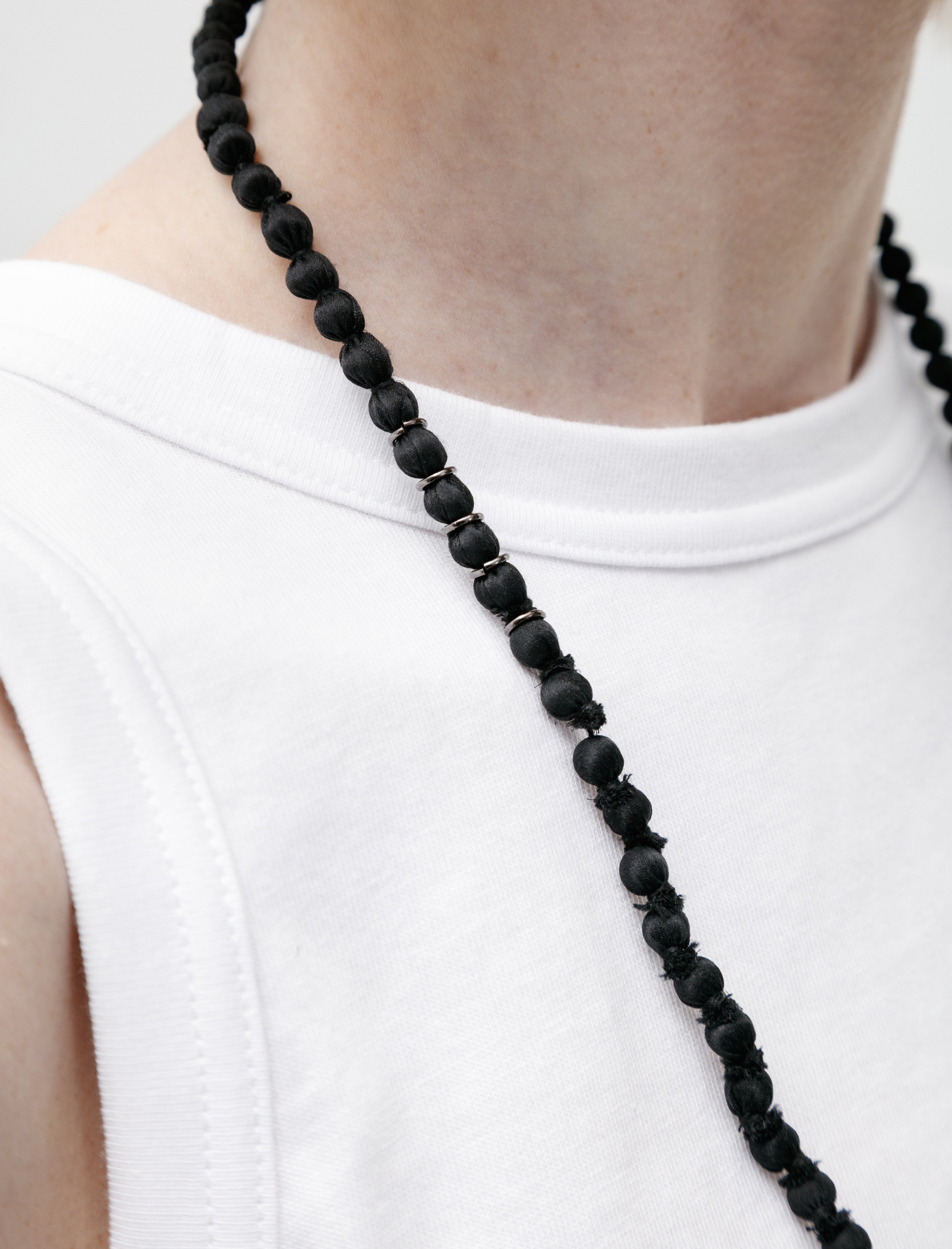 Y's by Yohji Yamamoto Silk Ball Necklace Small Black